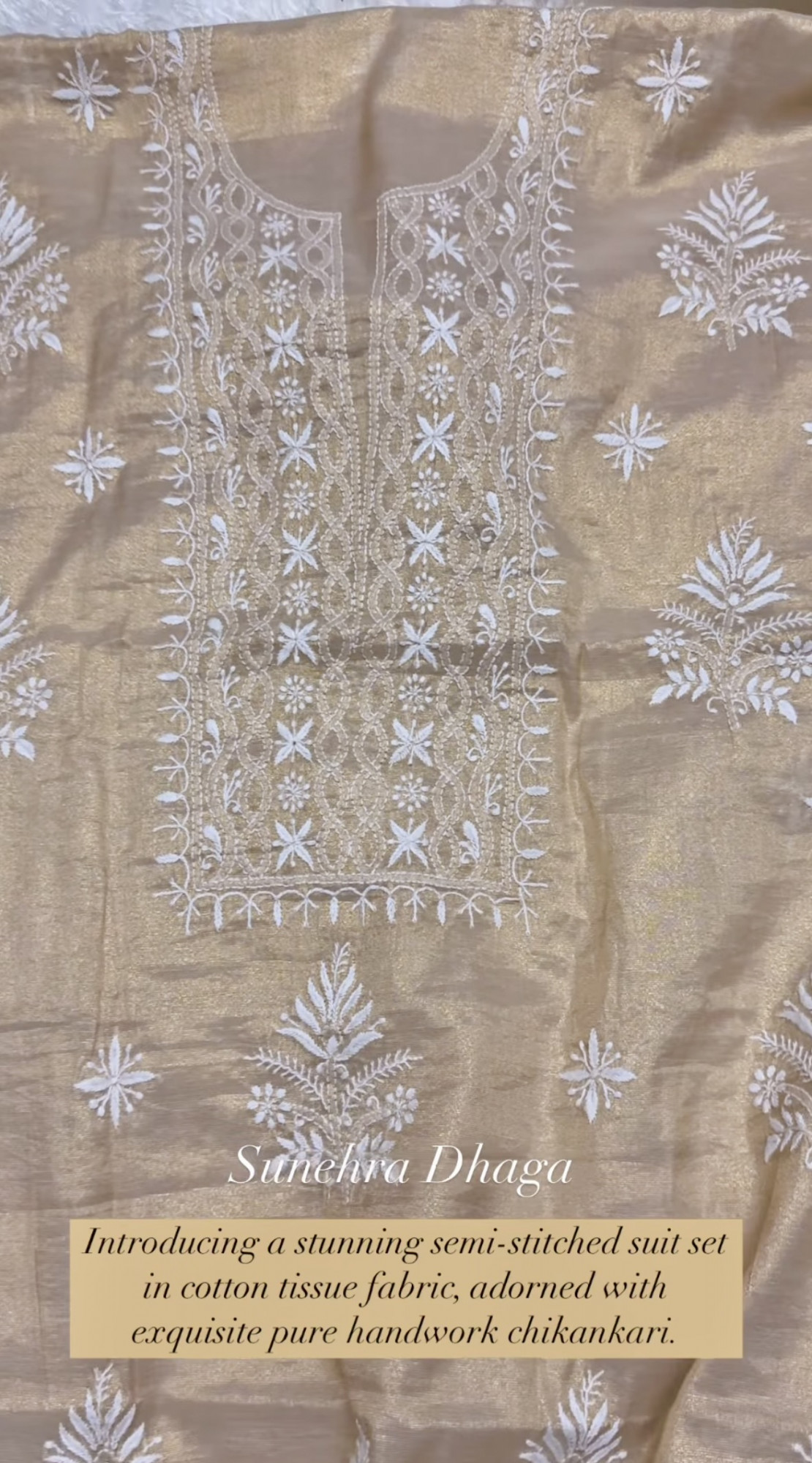 RESHAM ROSHNI- UNSTITCHED CHIKANKARI KURTA DUPATTA SET