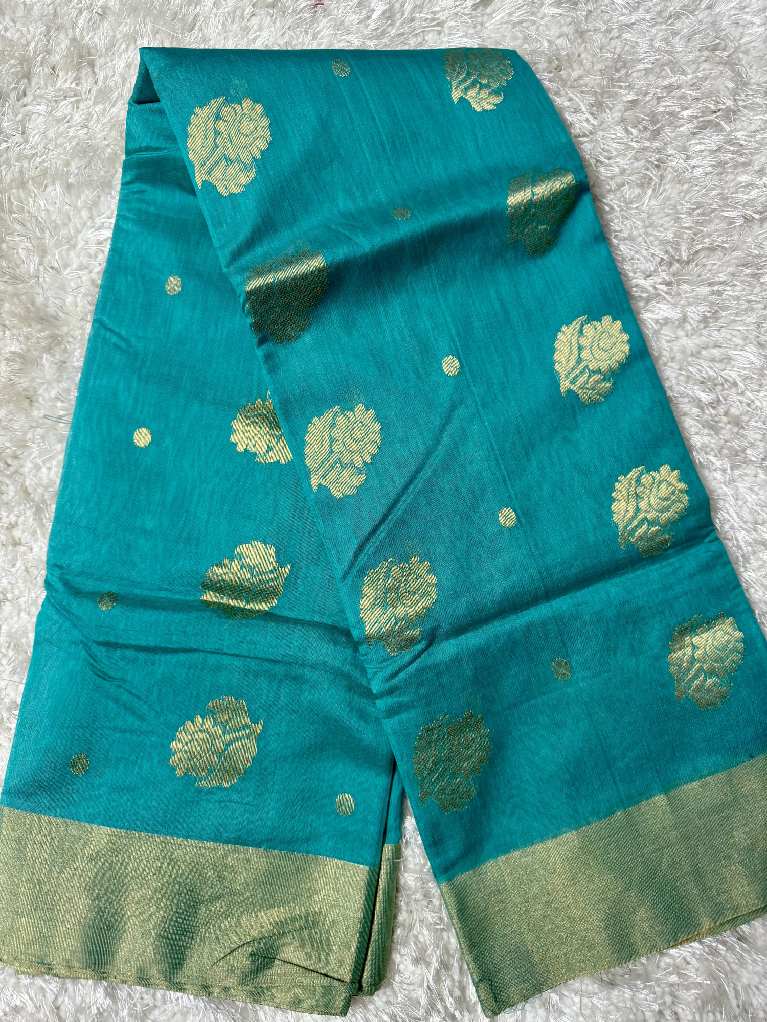Sky Blue Chanderi Handwoven Silk Cotton Saree