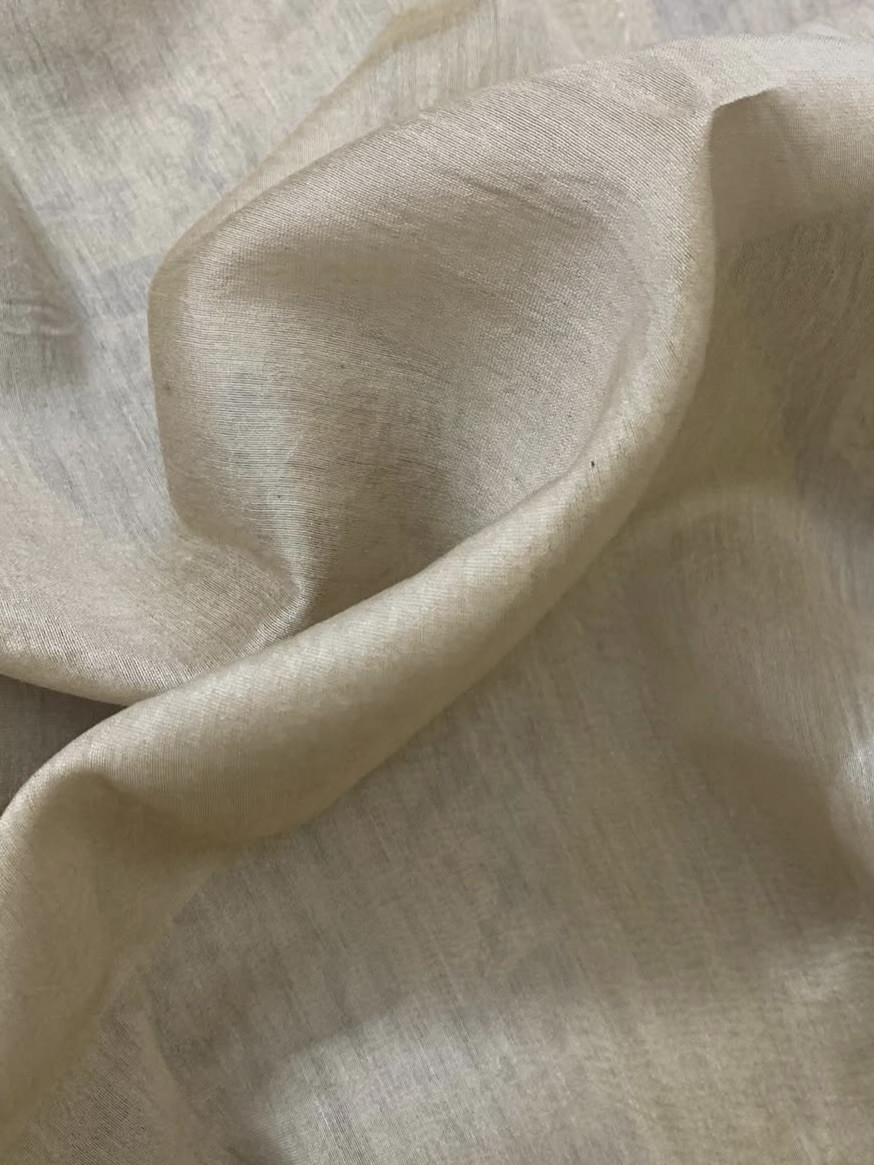 Noor Hand Block Printed Chanderi Saree in Black Mustard