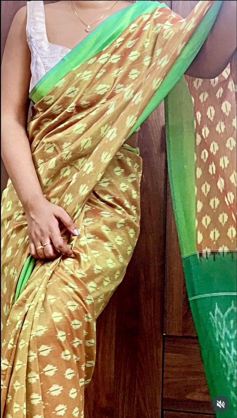 Amber Grove Handloom Mercerized Cotton Ikkat Saree