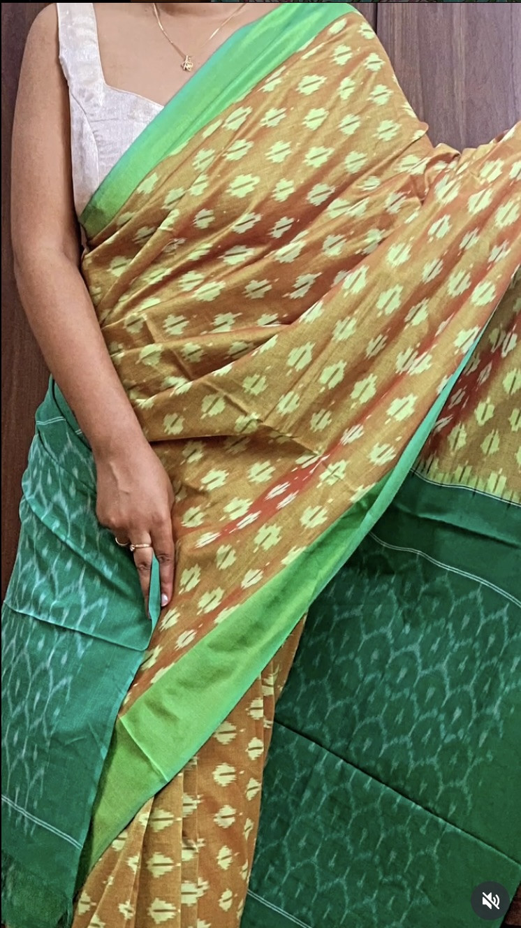 Amber Grove Handloom Mercerized Cotton Ikkat Saree