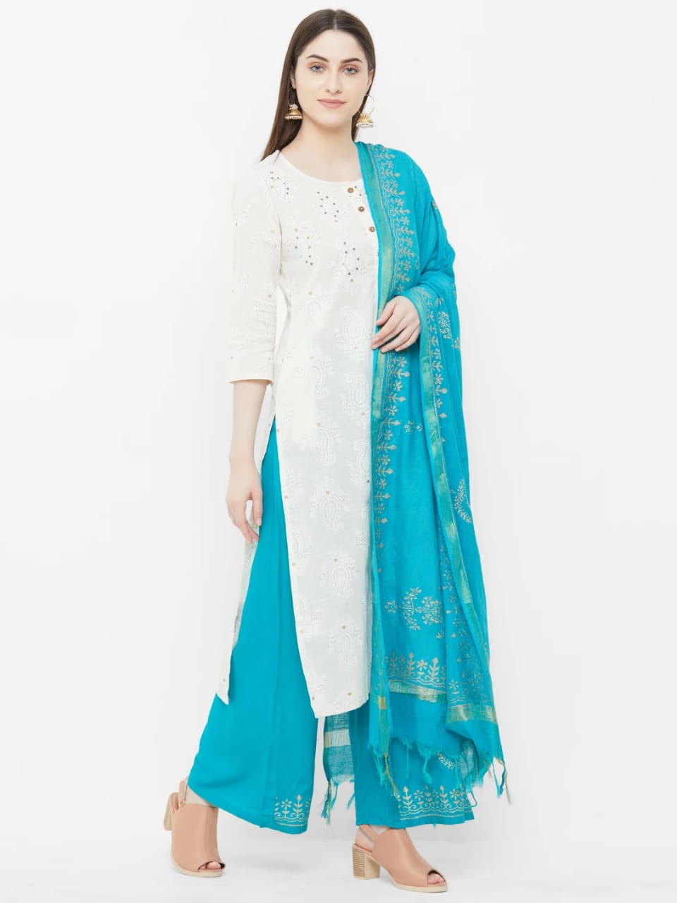 Kurtis with 2025 white palazzo