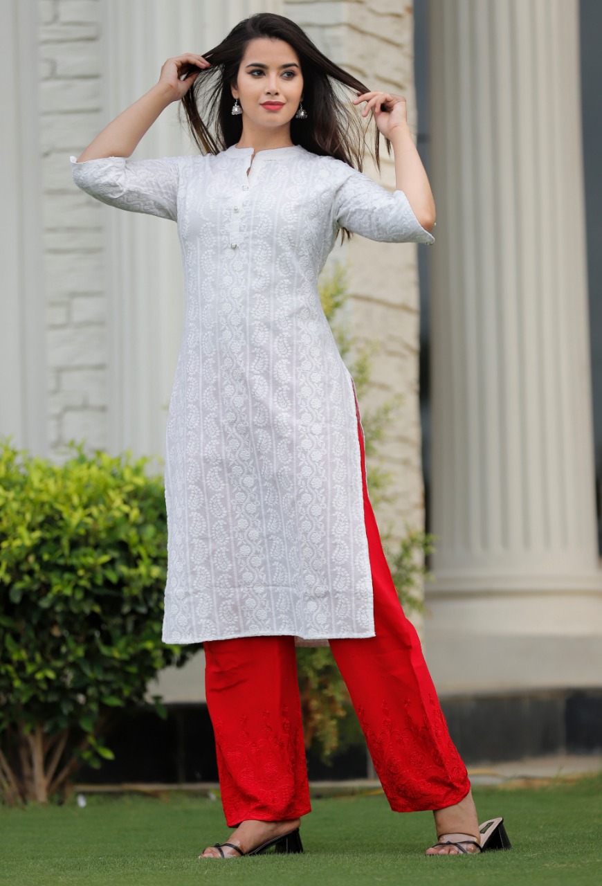 White cotton kurtis deals