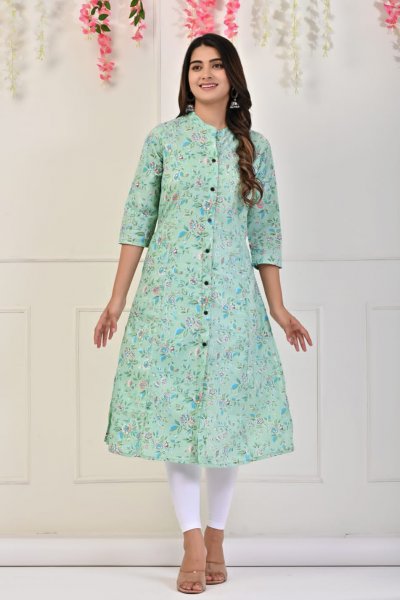 Cotton  Kurti with Side and Front Slits D75354C