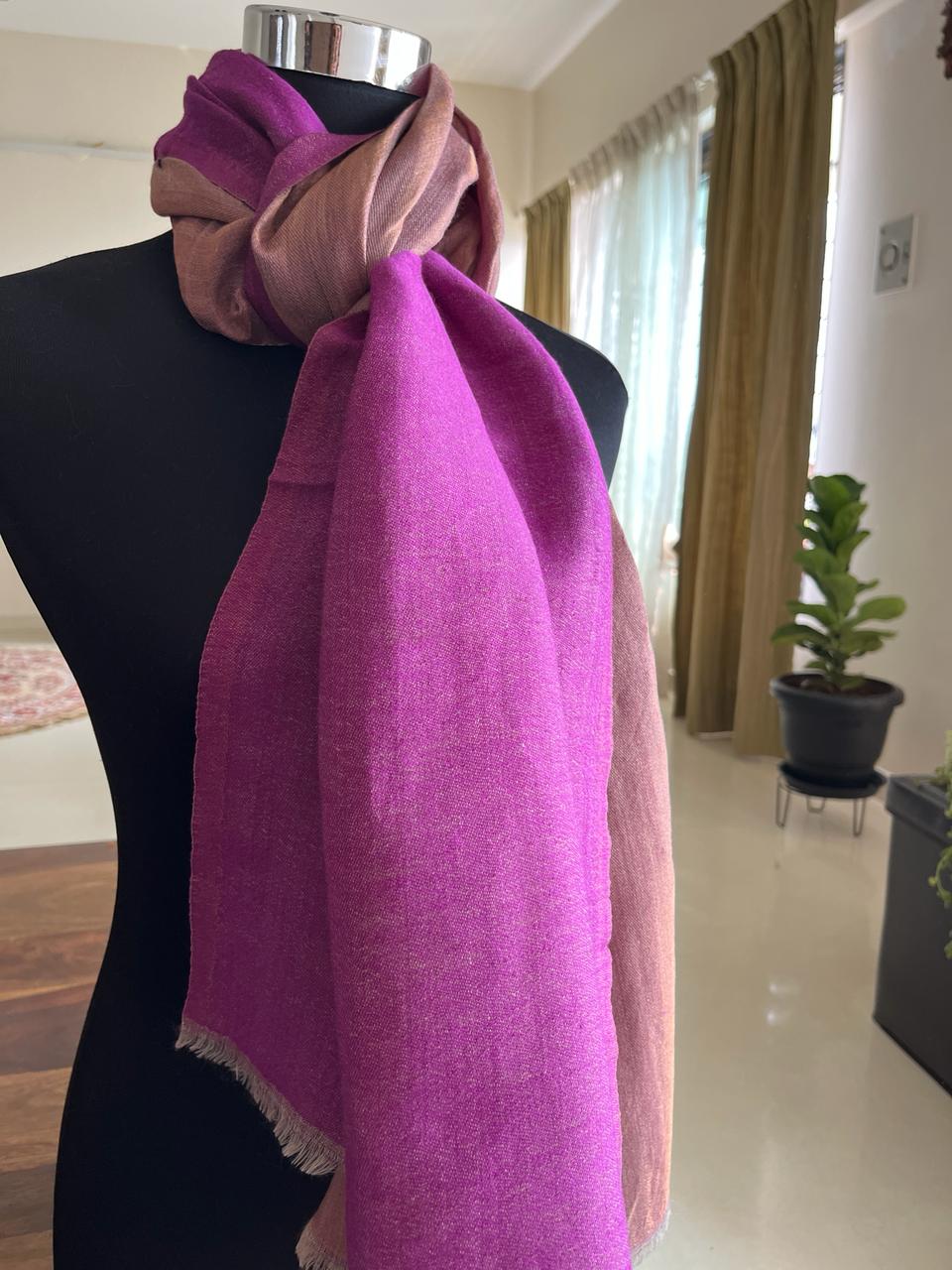 Pure wool handwoven dual shade reversible stoles