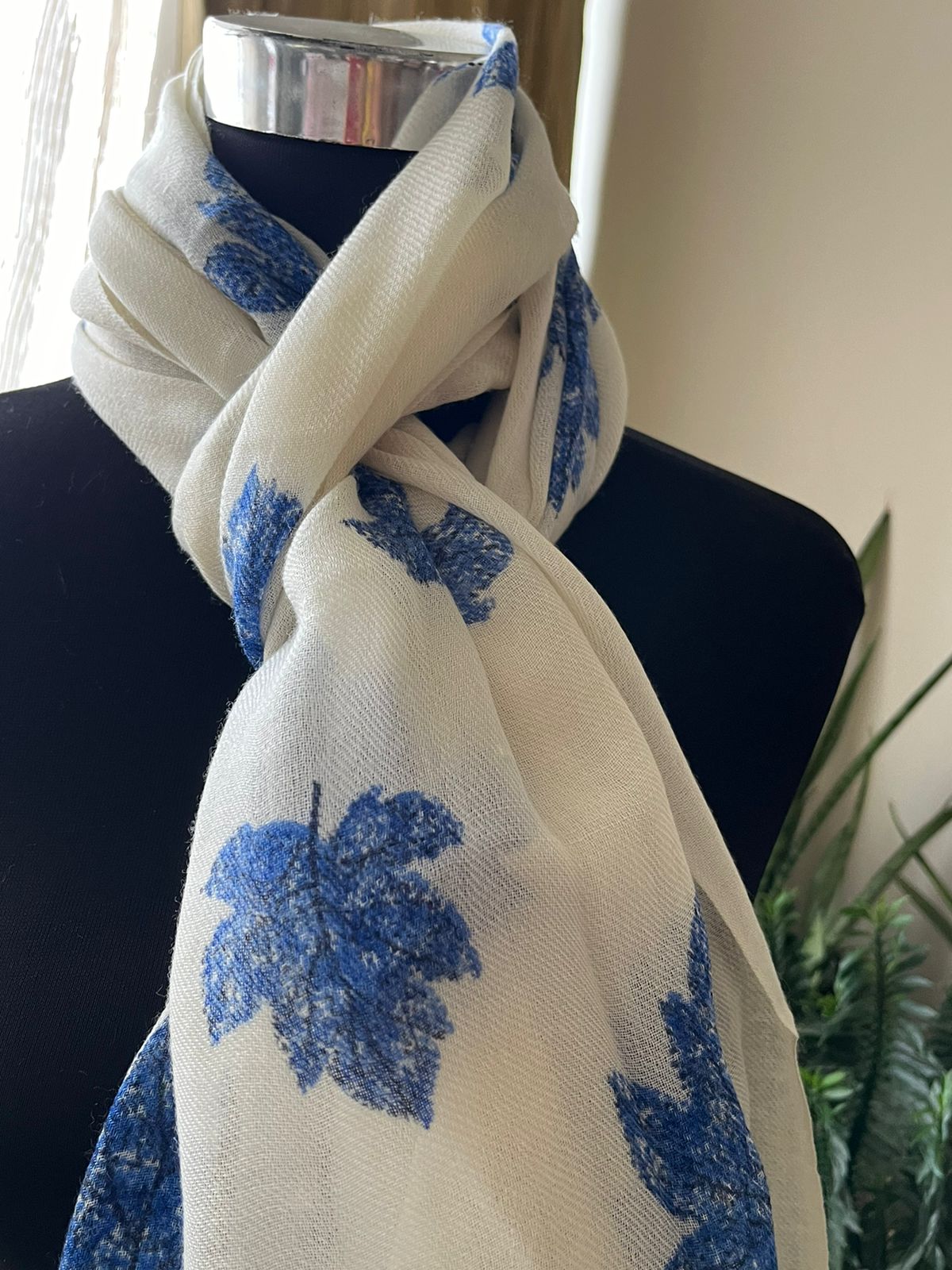 Leaf Printed Pure Wool Handwoven Stoles