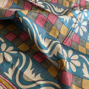 Pure Tussar Silk Handwoven saree with Hand Kantha Embroidery