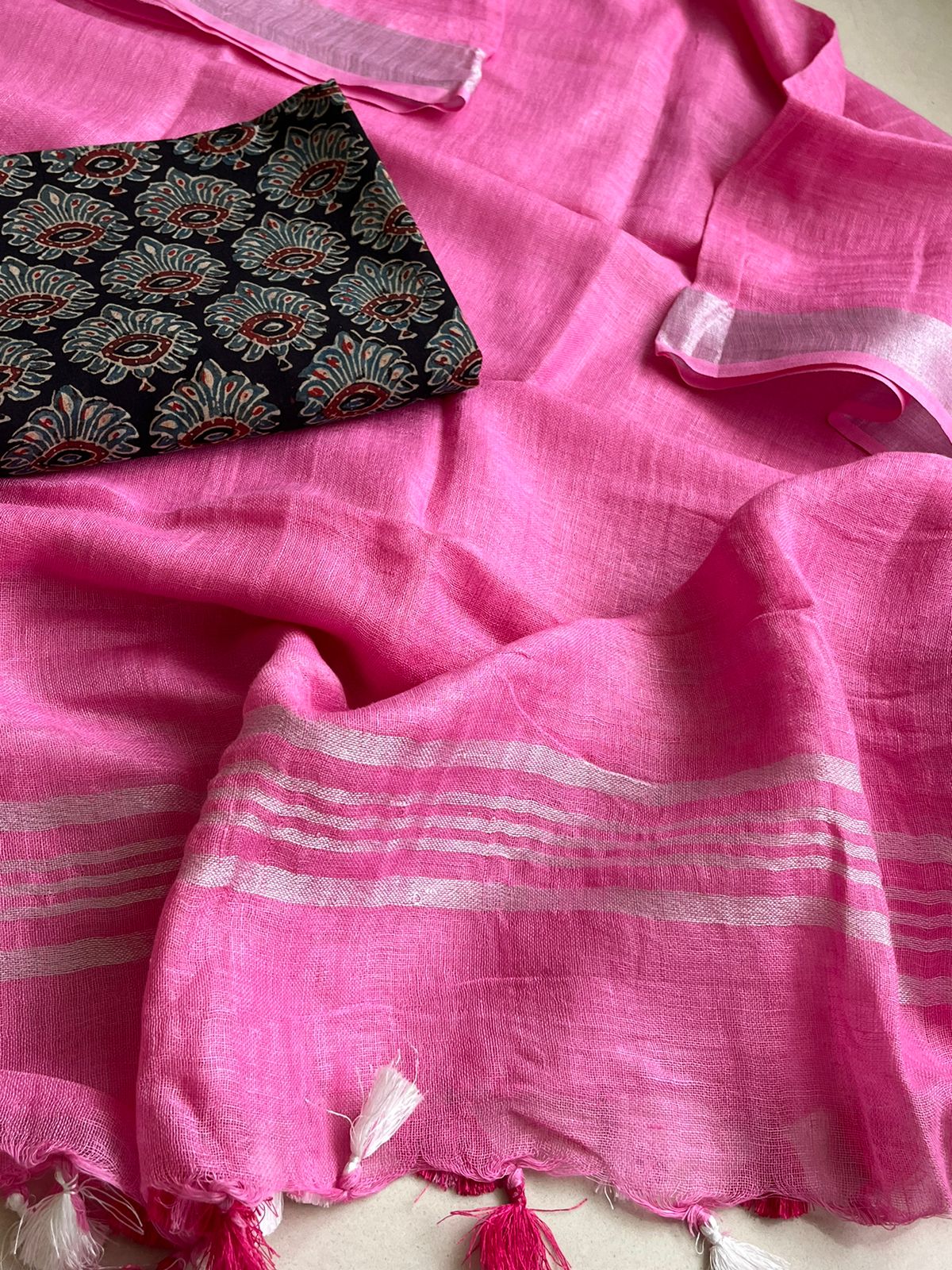 Pure Cotton Ajrakh Kurta and Linen Dupatta Sets