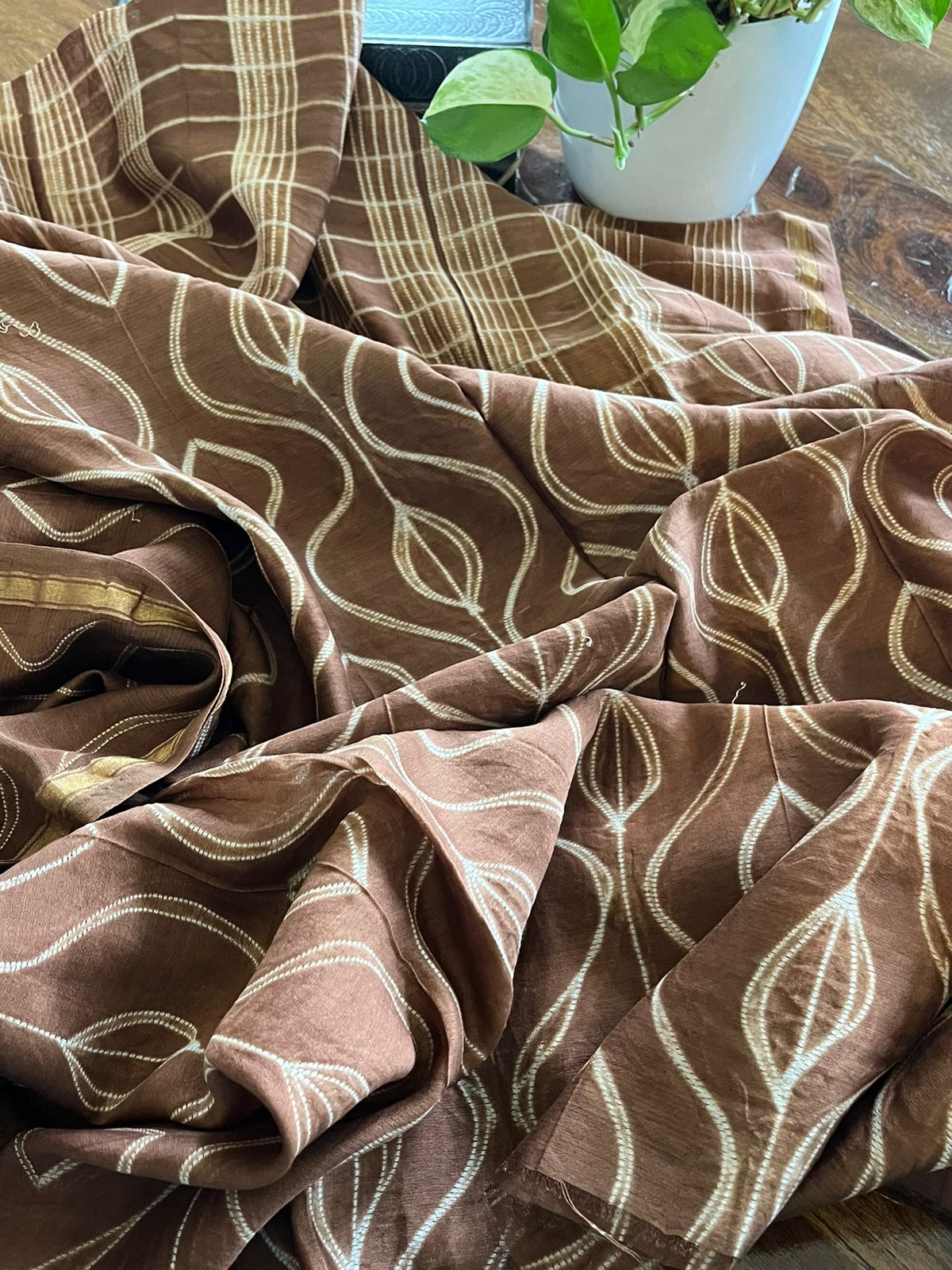 Nui Shibori Hand Work Chanderi Kurta Fabric