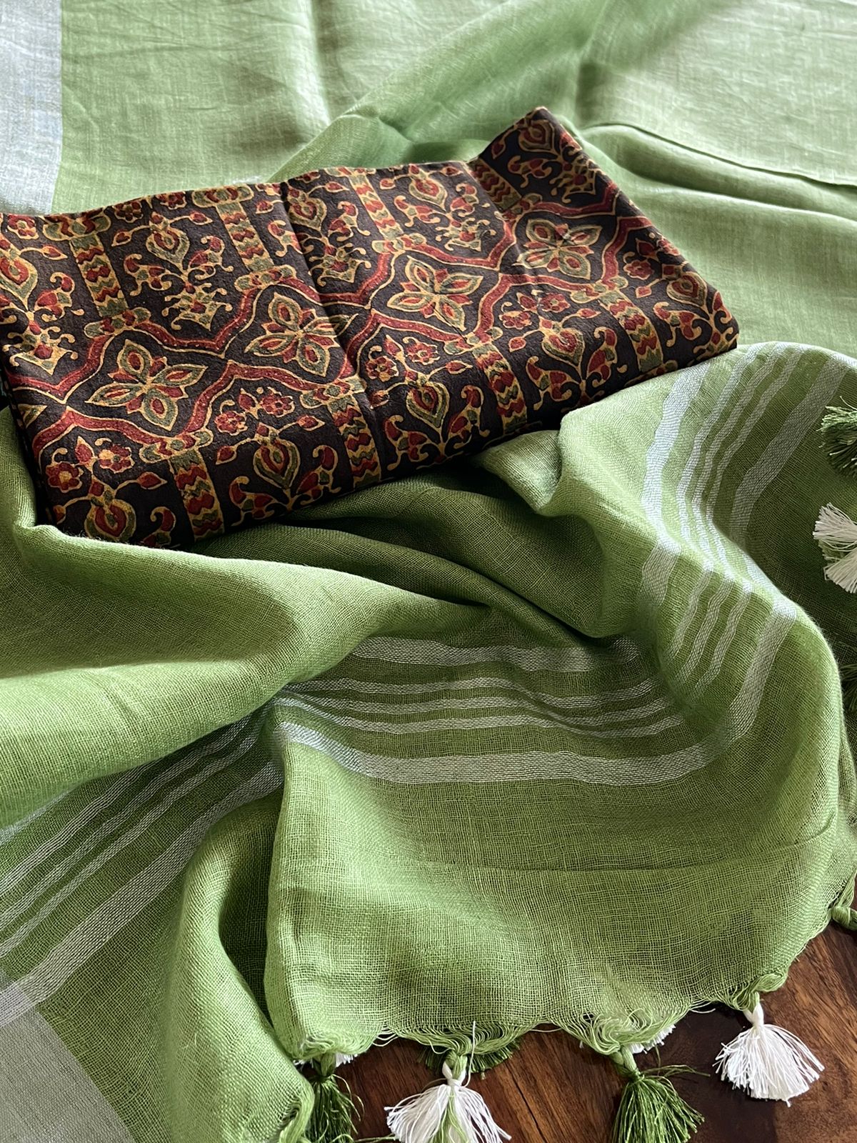 Pure Cotton Ajrakh Kurta and Linen Dupatta Sets