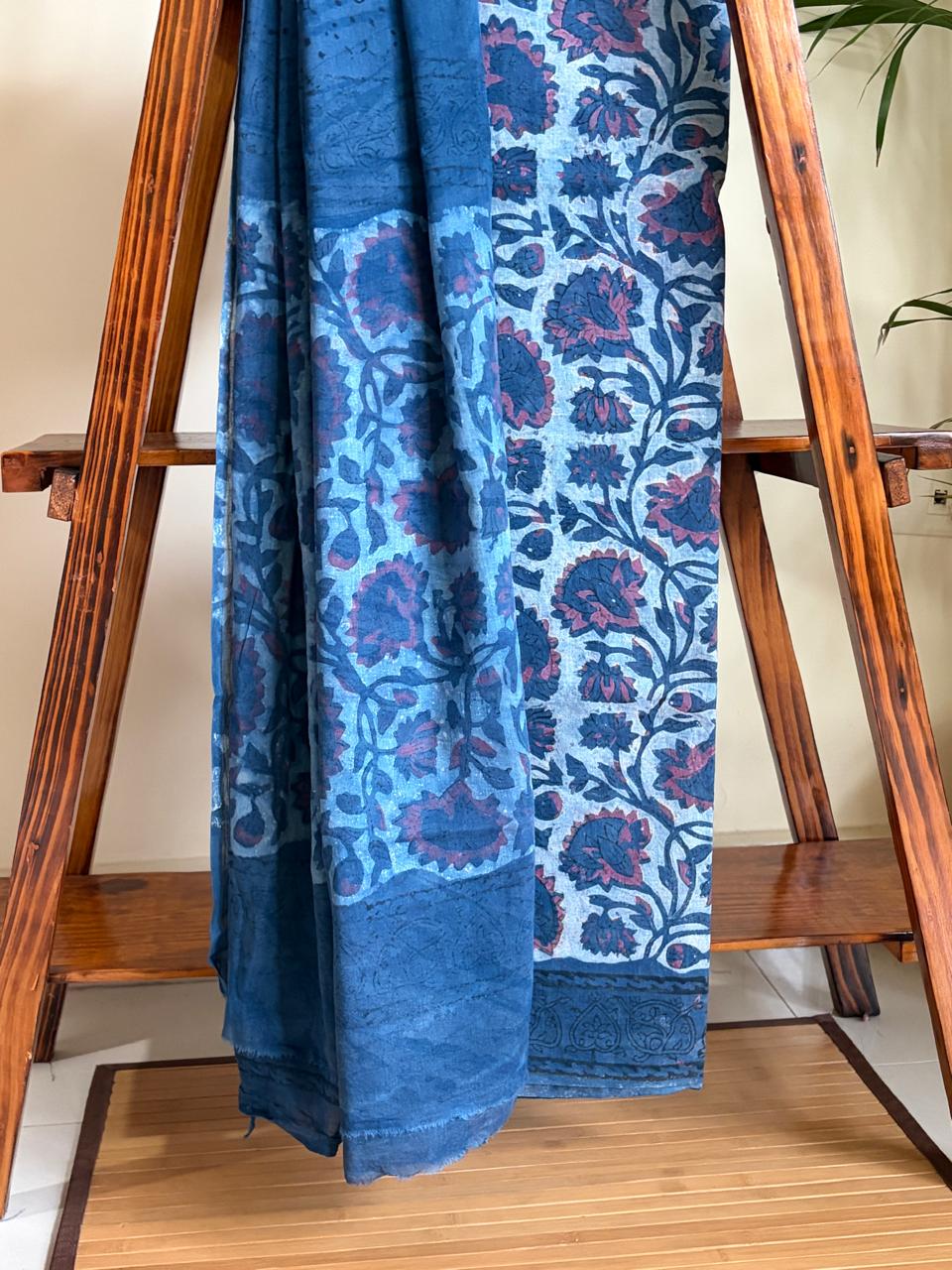 100 Pure Cotton Handblock Printed 3-Piece Suit  Naturally Dyed with Pomegranate Peel