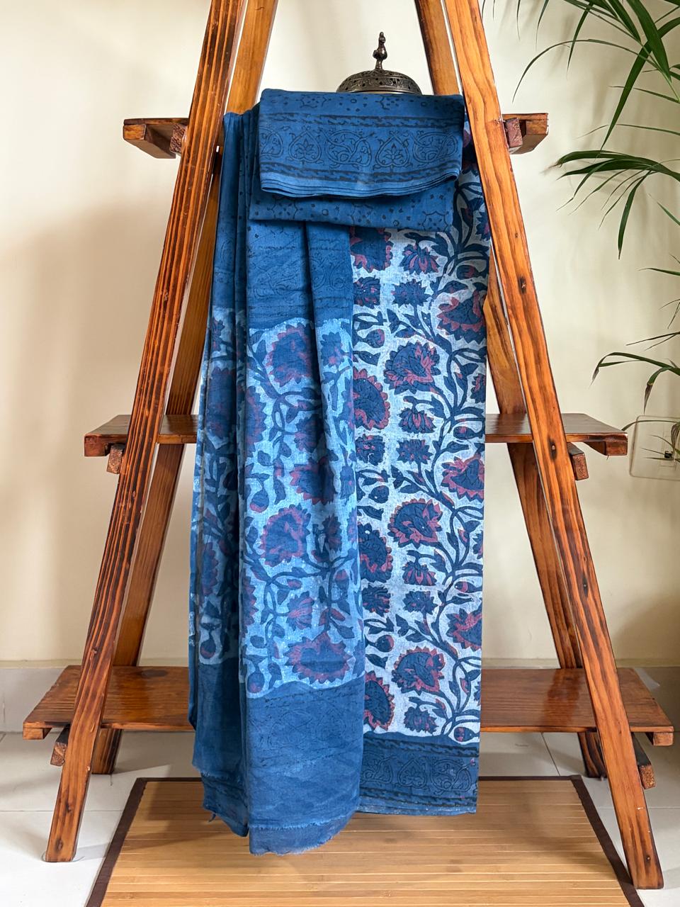 100 Pure Cotton Handblock Printed 3-Piece Suit  Naturally Dyed with Pomegranate Peel