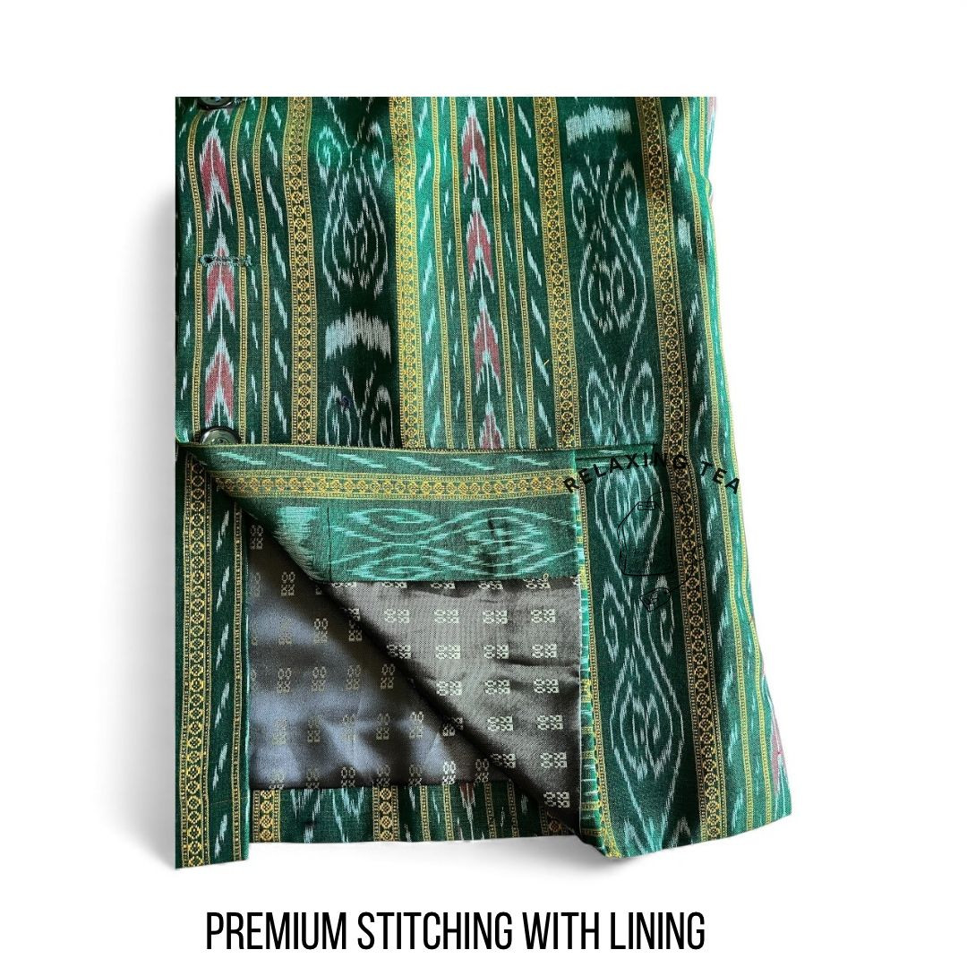 Sambalpuri Ikat Fusion Jacket - Modern Menswear - Green