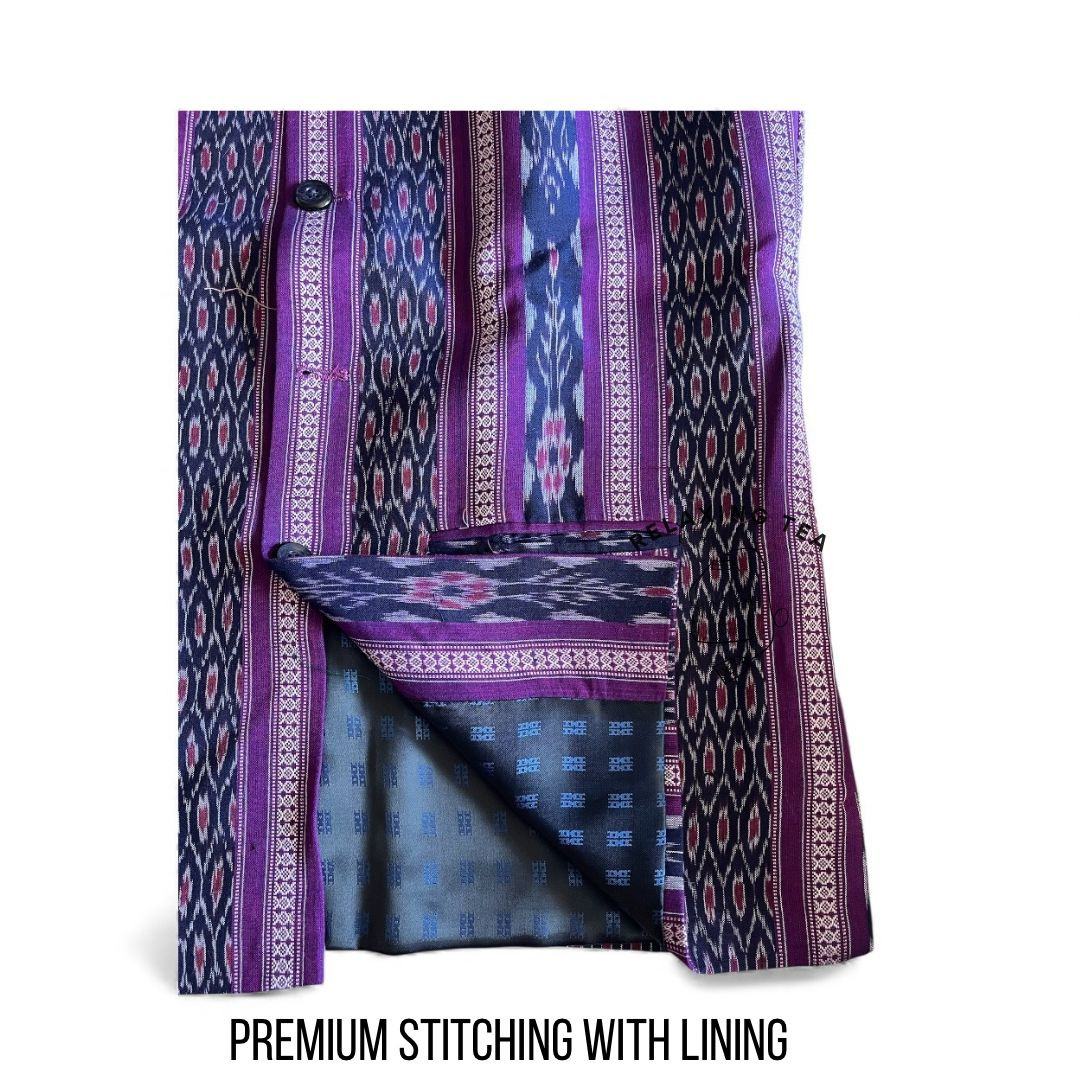 Luxury Sambalpuri Ikat Jacket - Modern Menswear - Purple