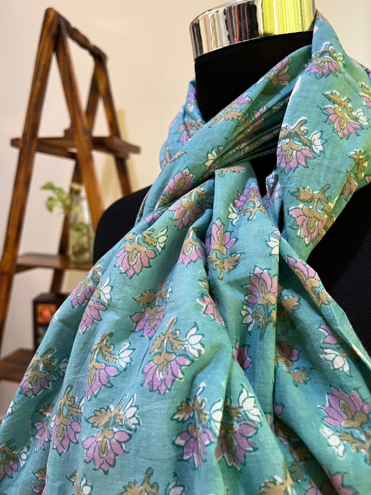 Pure Mul Cotton Hand block Printed Stole with Tassels