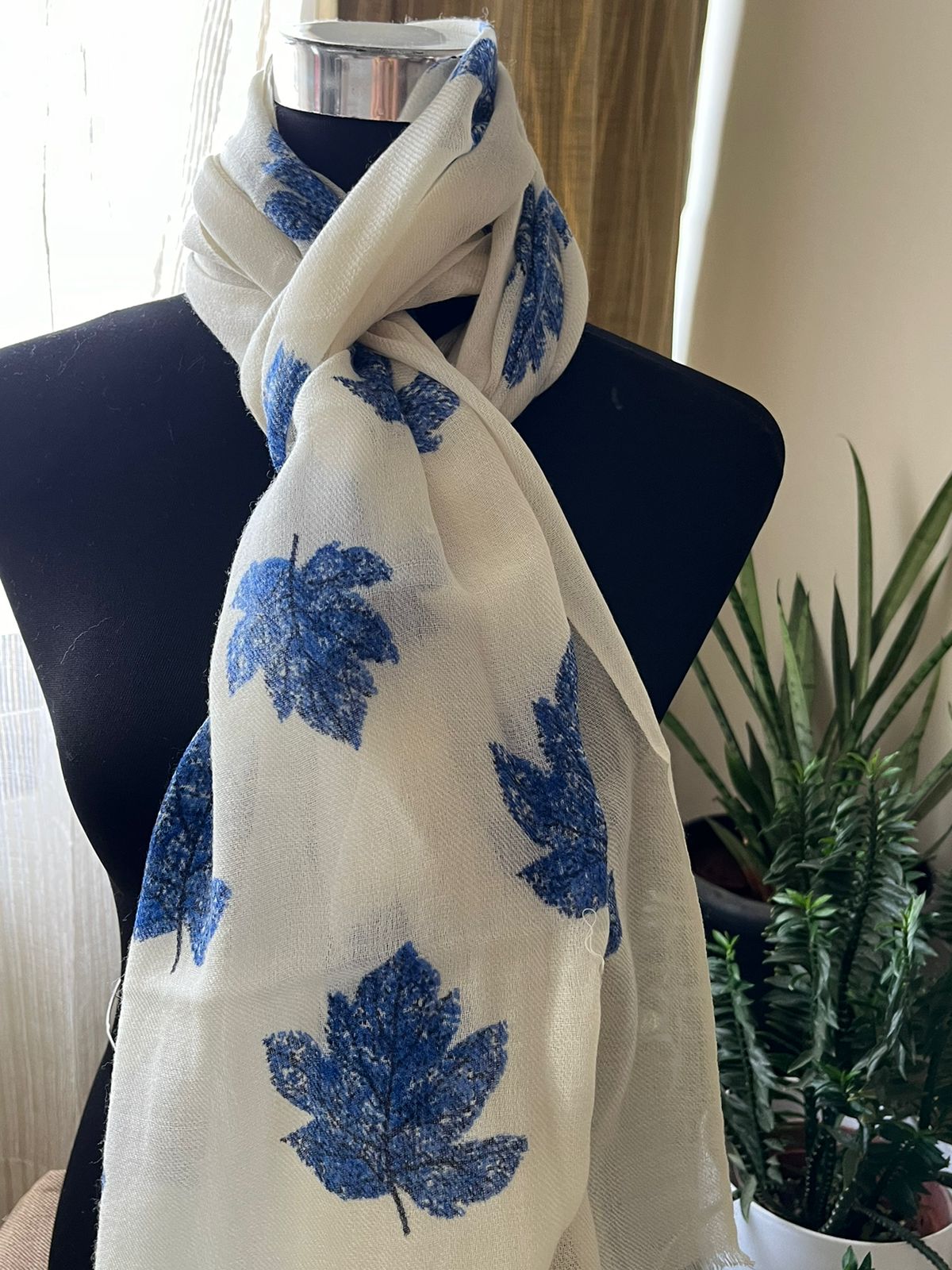 Leaf Printed Pure Wool Handwoven Stoles