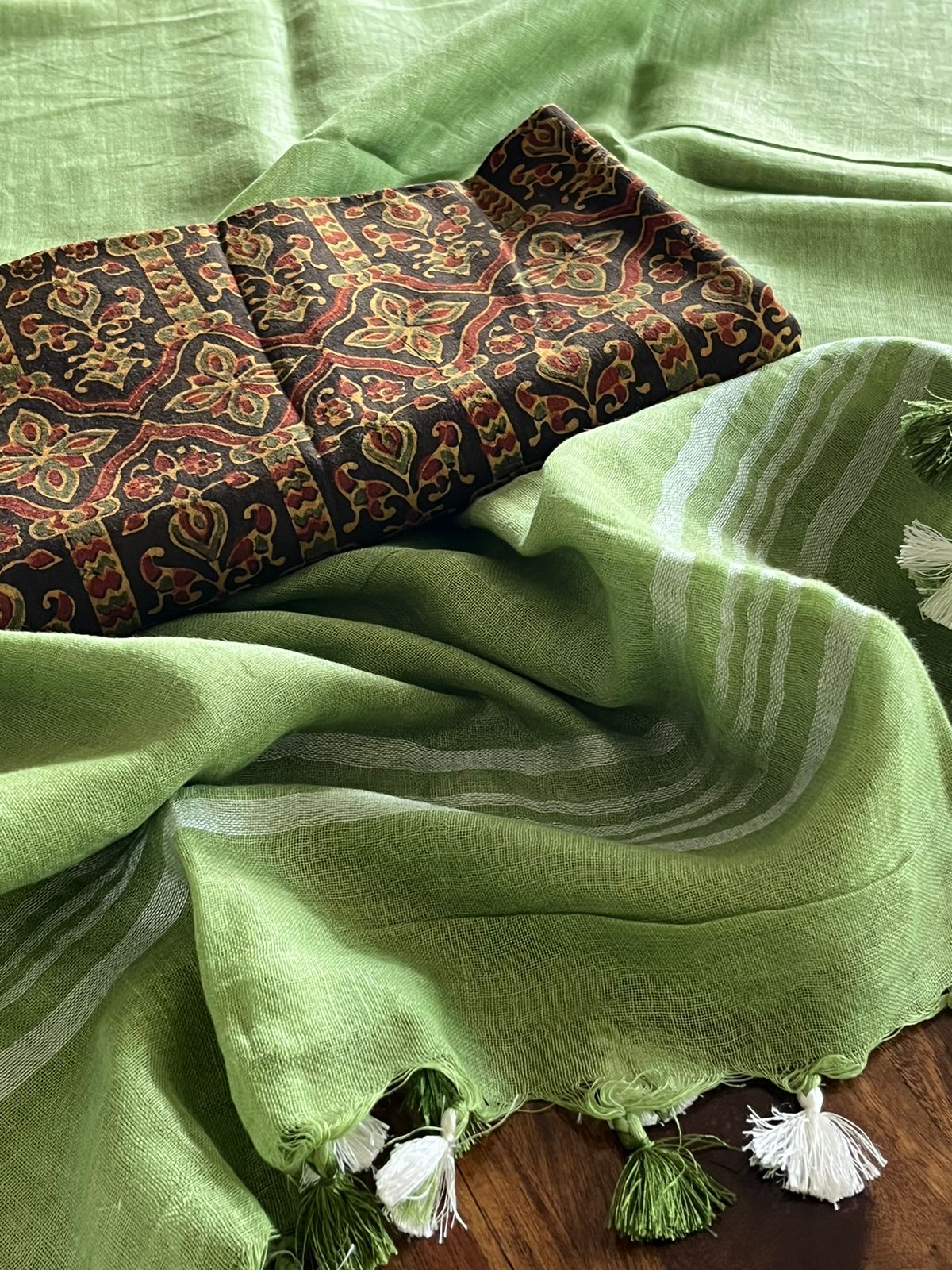 Pure Cotton Ajrakh Kurta and Linen Dupatta Sets