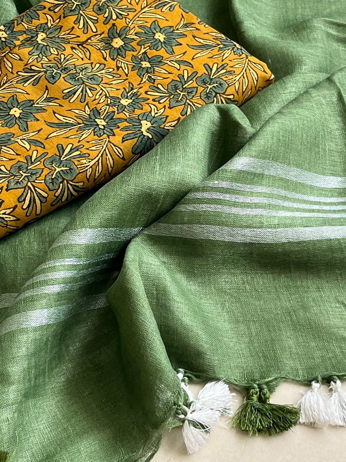 Pure Cotton Ajrakh Kurta and Linen Dupatta Sets