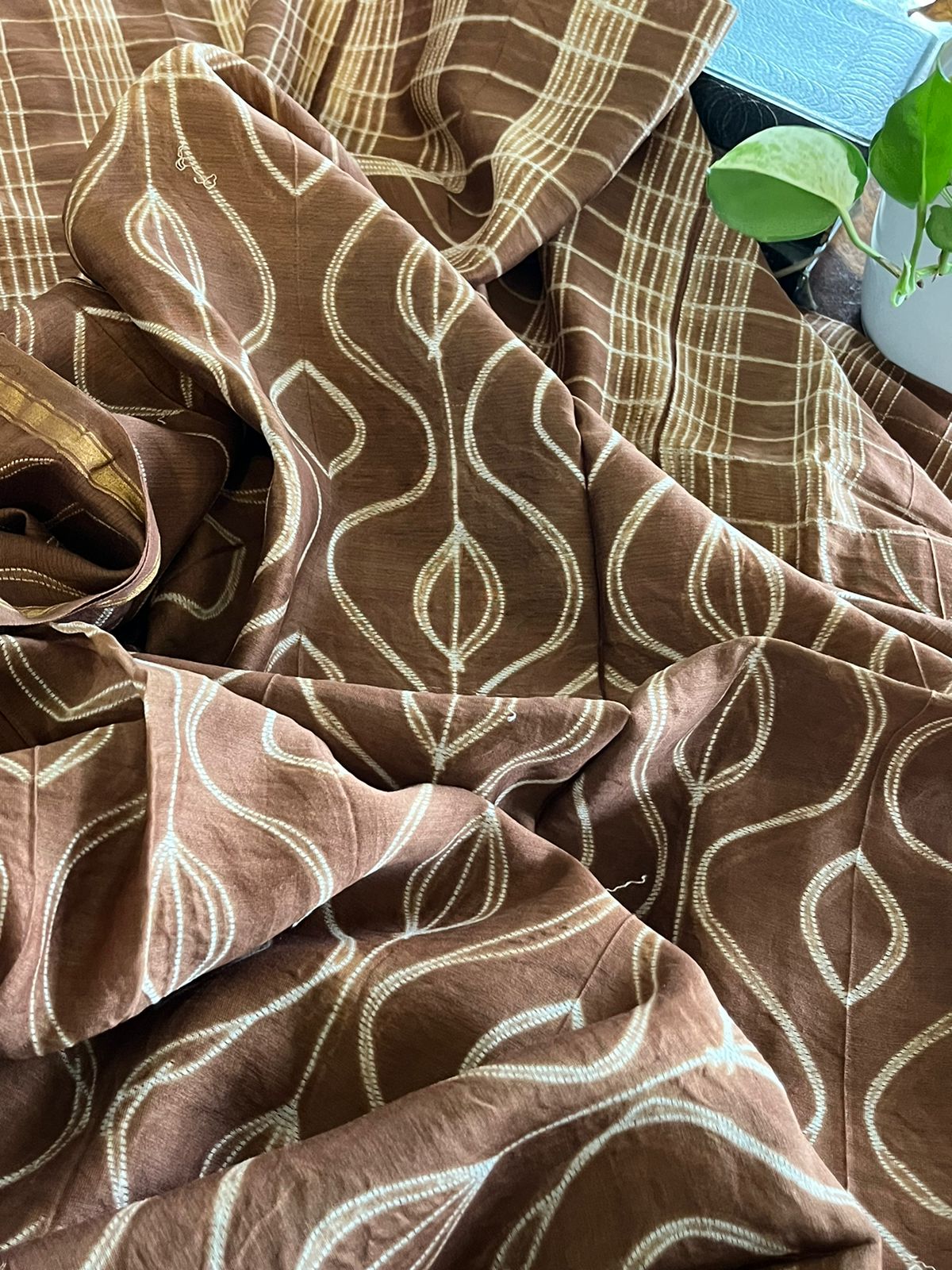 Nui Shibori Hand Work Chanderi Kurta Fabric