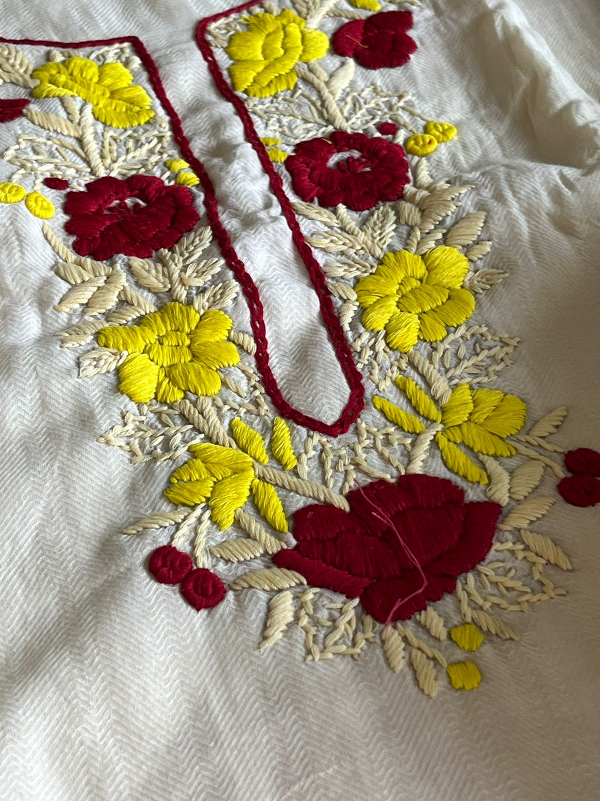 Handloom Cotton 3 piece Suit with Hand Embroidery