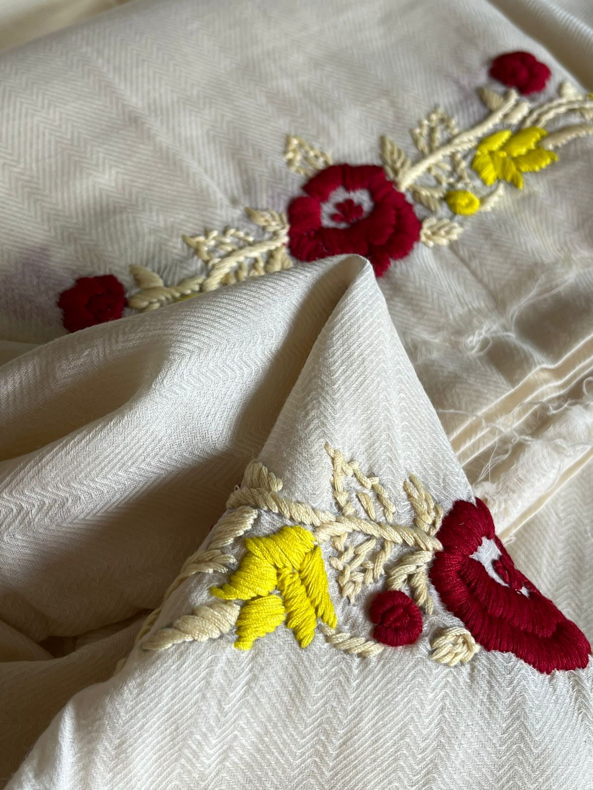 Handloom Cotton 3 piece Suit with Hand Embroidery