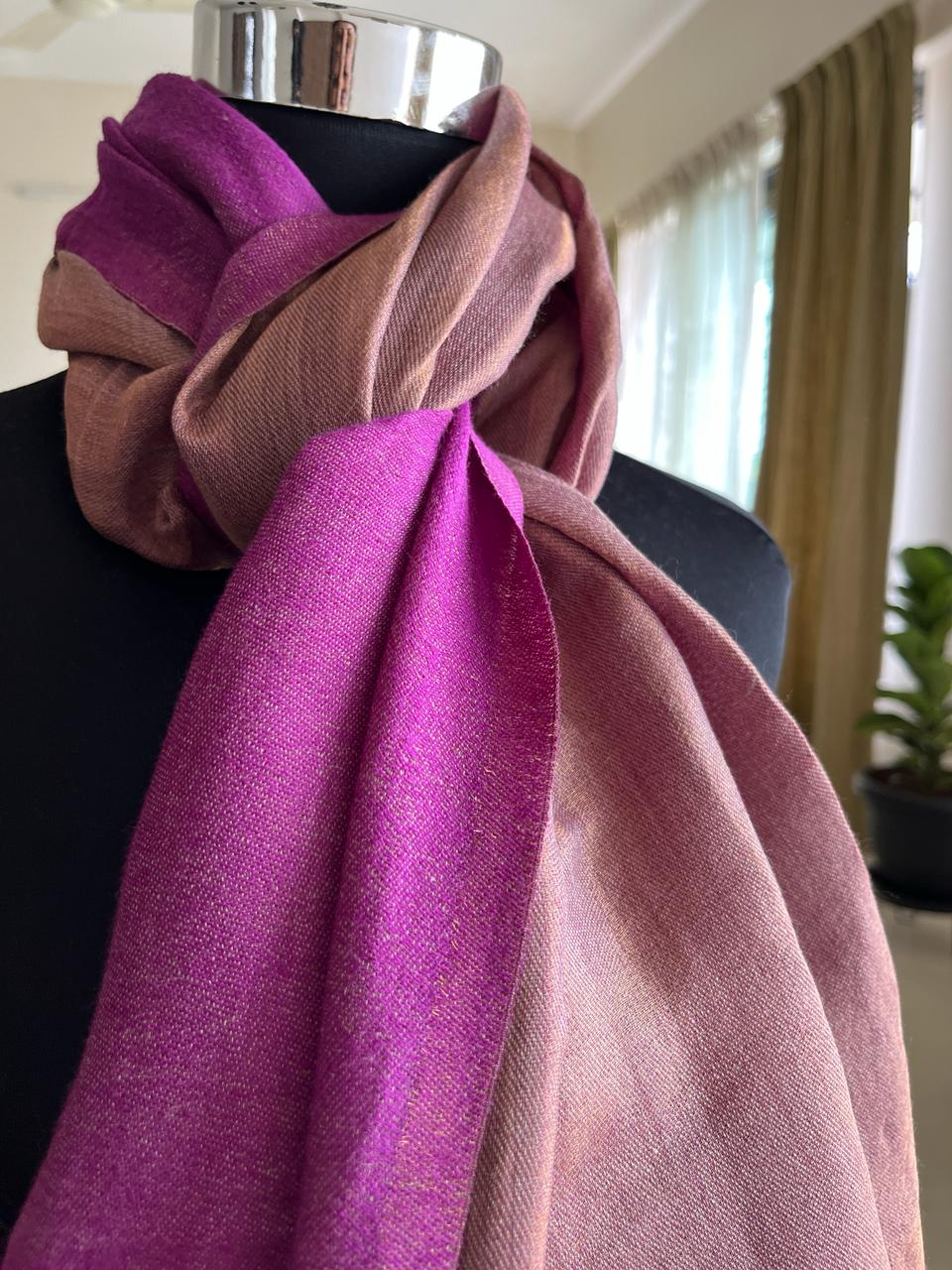 Pure wool handwoven dual shade reversible stoles