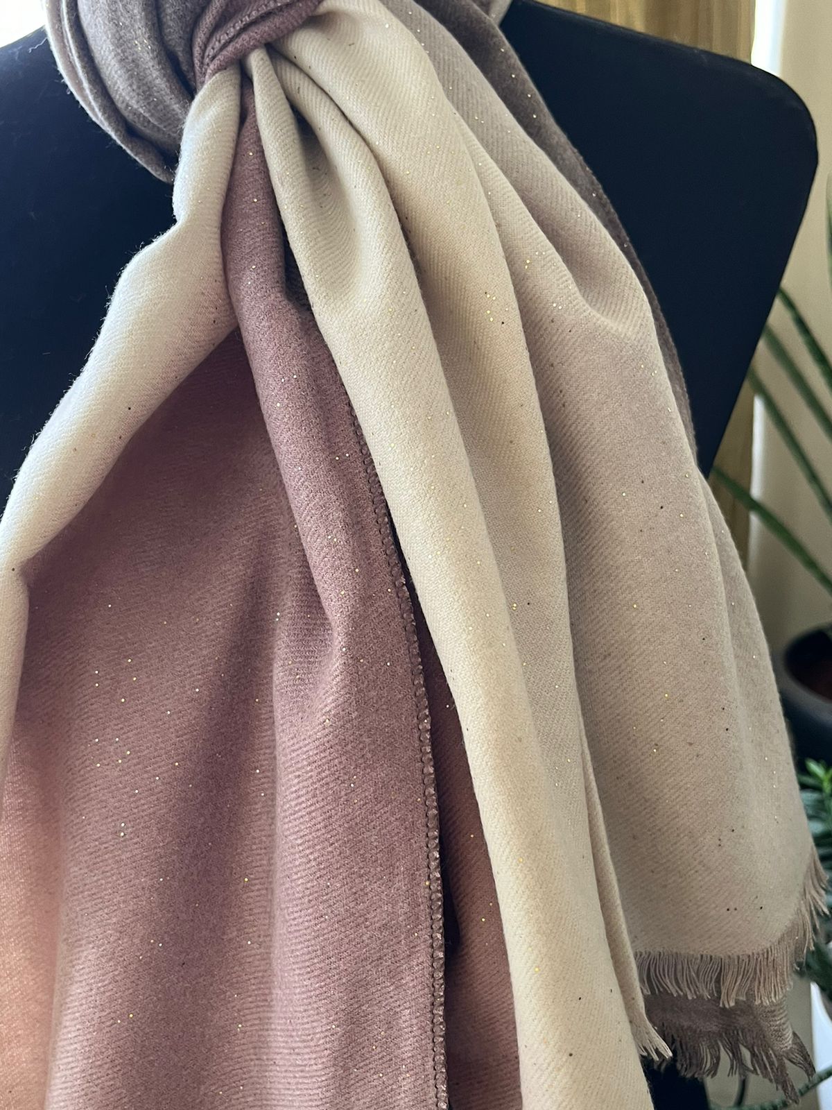 Soft and comfortable woollen shaded stole with shimmer