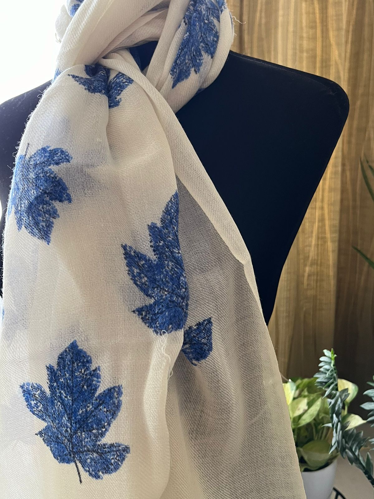 Leaf Printed Pure Wool Handwoven Stoles