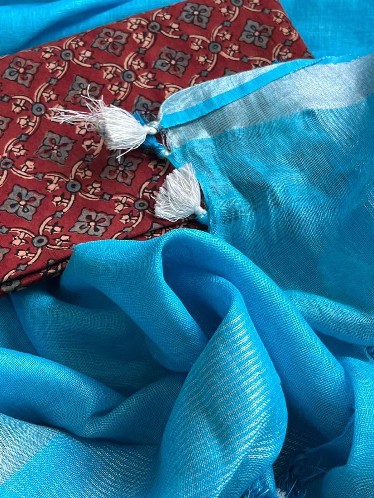 Pure Cotton Ajrakh Kurta and Linen Dupatta Sets