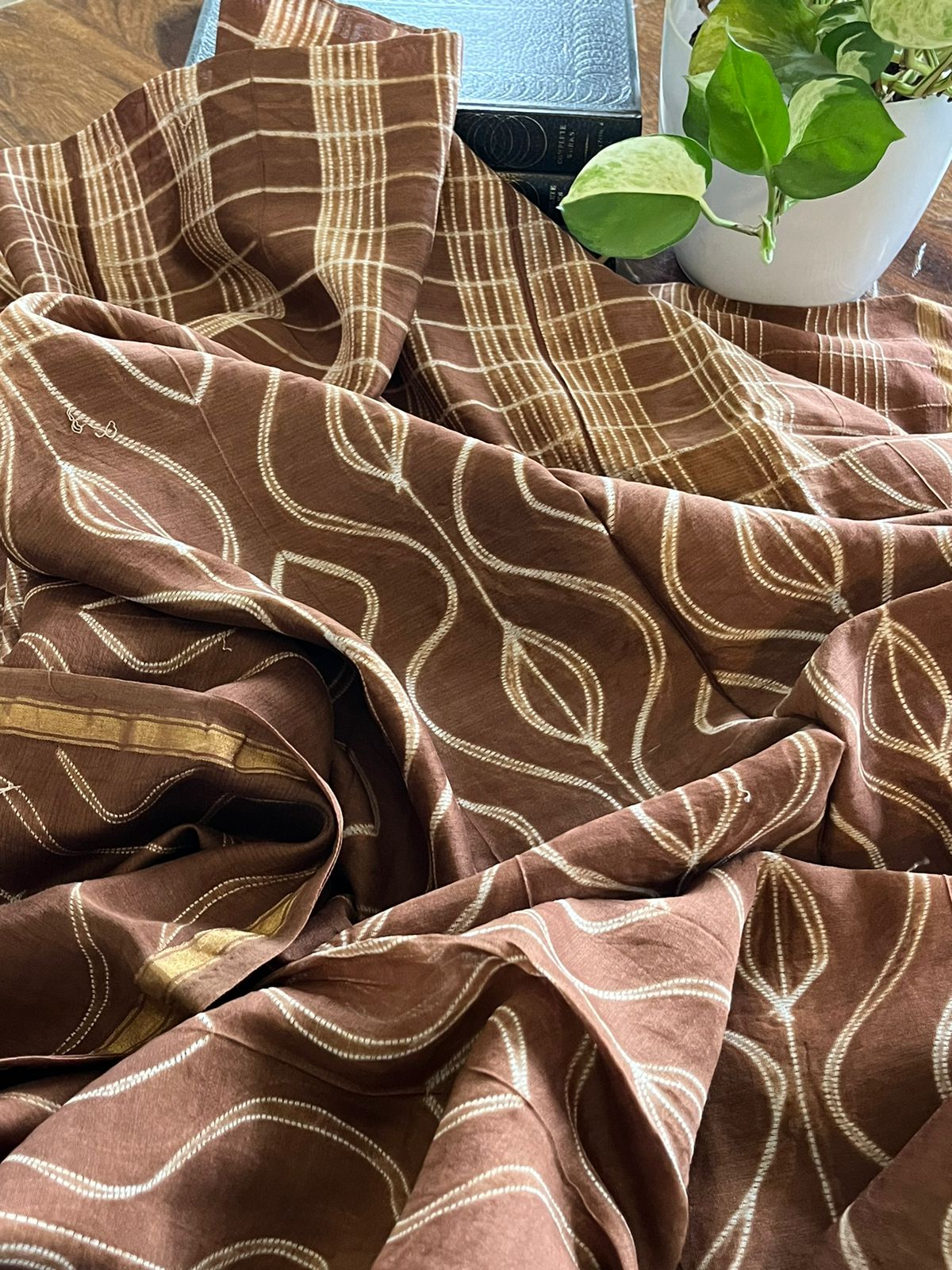 Nui Shibori Hand Work Chanderi Kurta Fabric