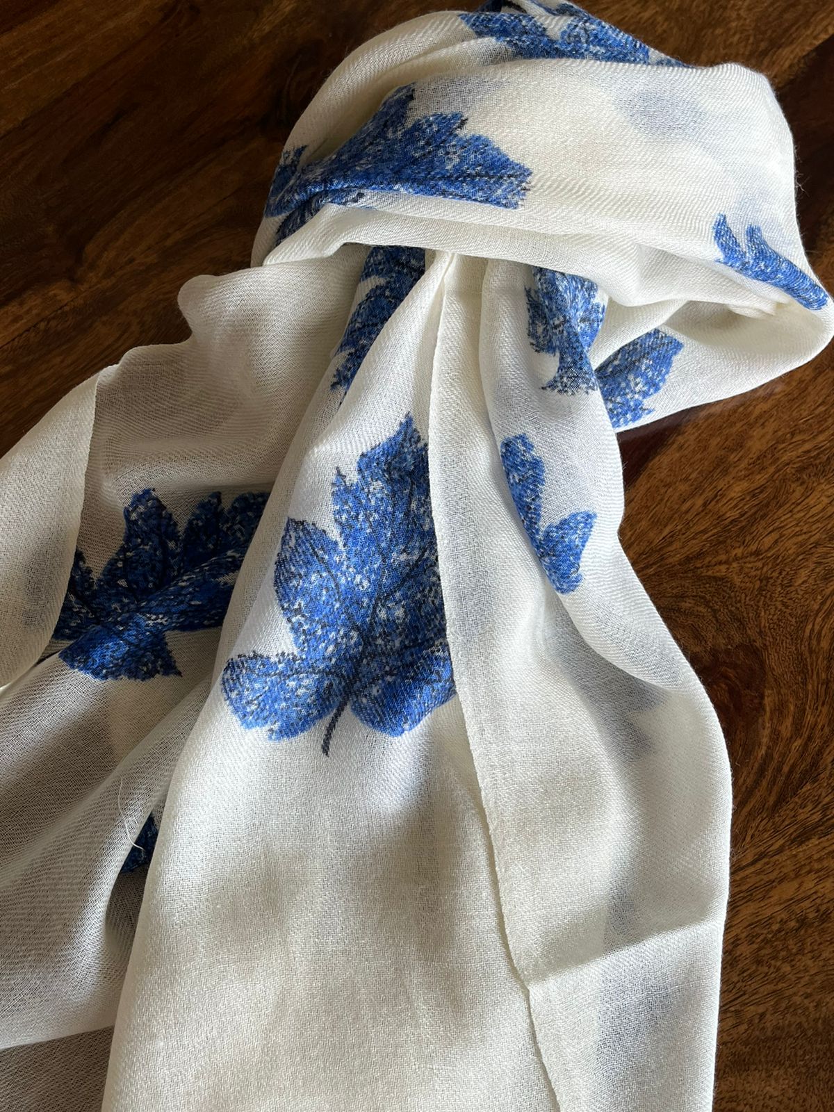 Leaf Printed Pure Wool Handwoven Stoles