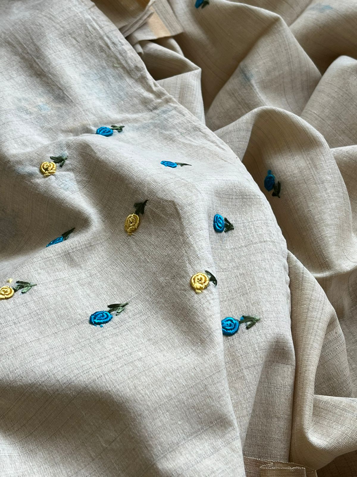 Pure cotton 3-piece suits with French Knot Embroidery work