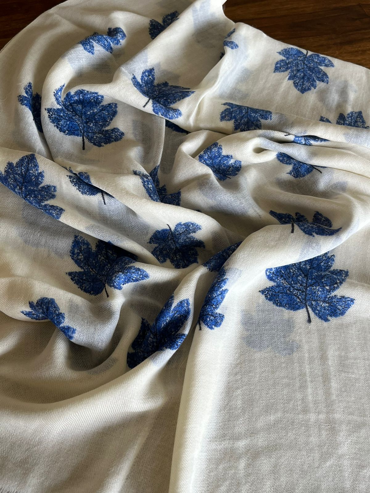 Leaf Printed Pure Wool Handwoven Stoles