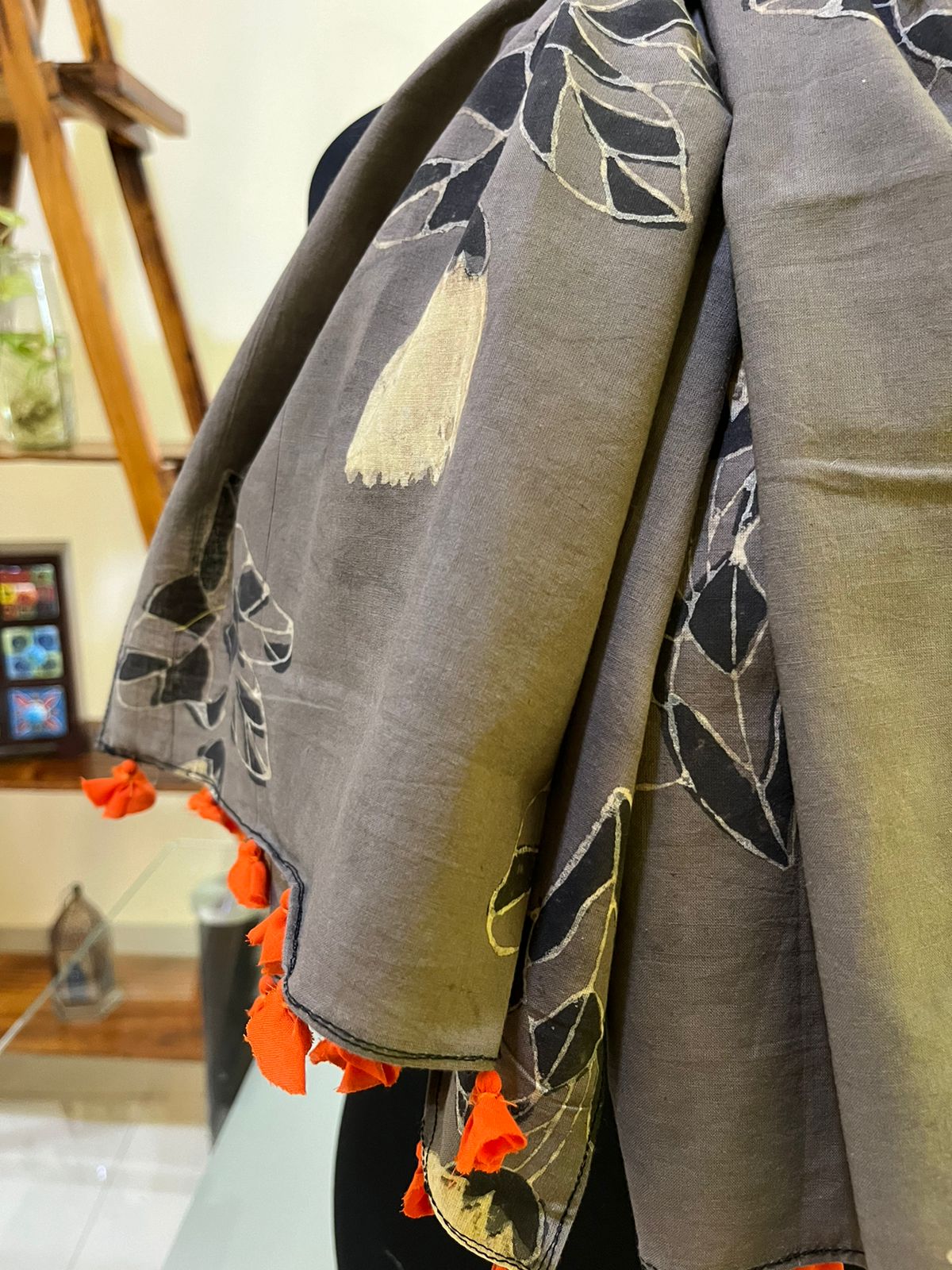 Pure Mul Cotton Hand block Printed Stole with Tassels