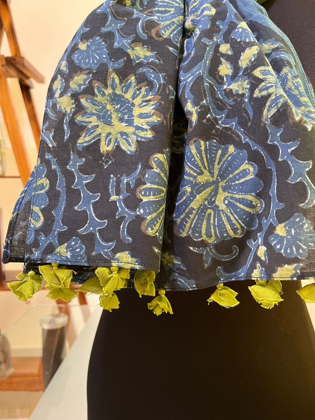 Pure Mul Cotton Hand block Printed Stole with Tassels