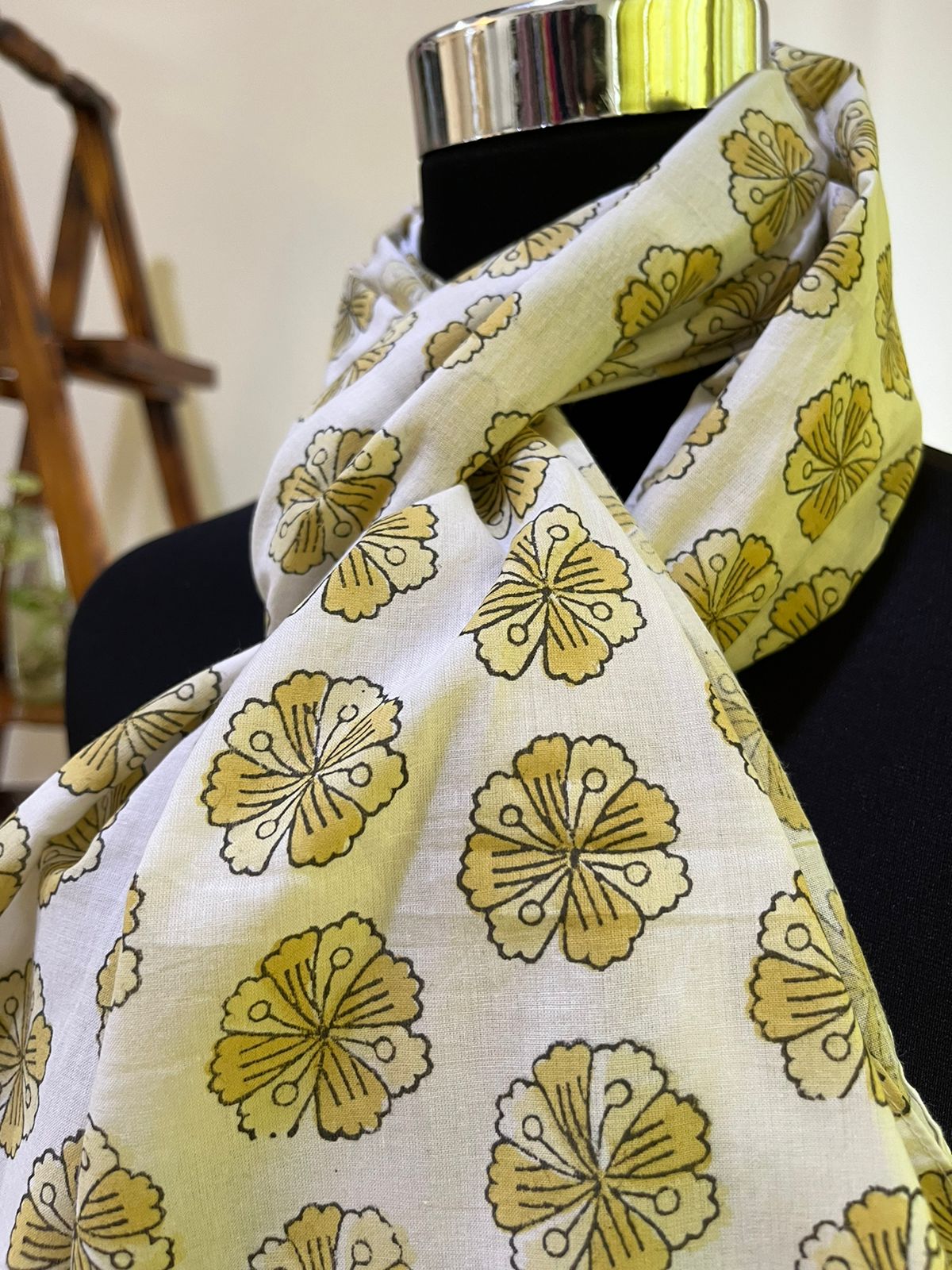 Pure Mul Cotton Hand block Printed Stole with Tassels