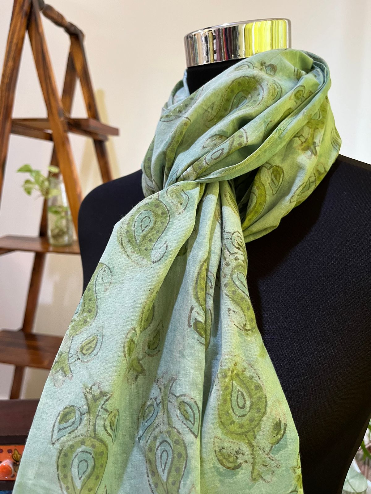 Pure Mul Cotton Hand block Printed Stole with Tassels