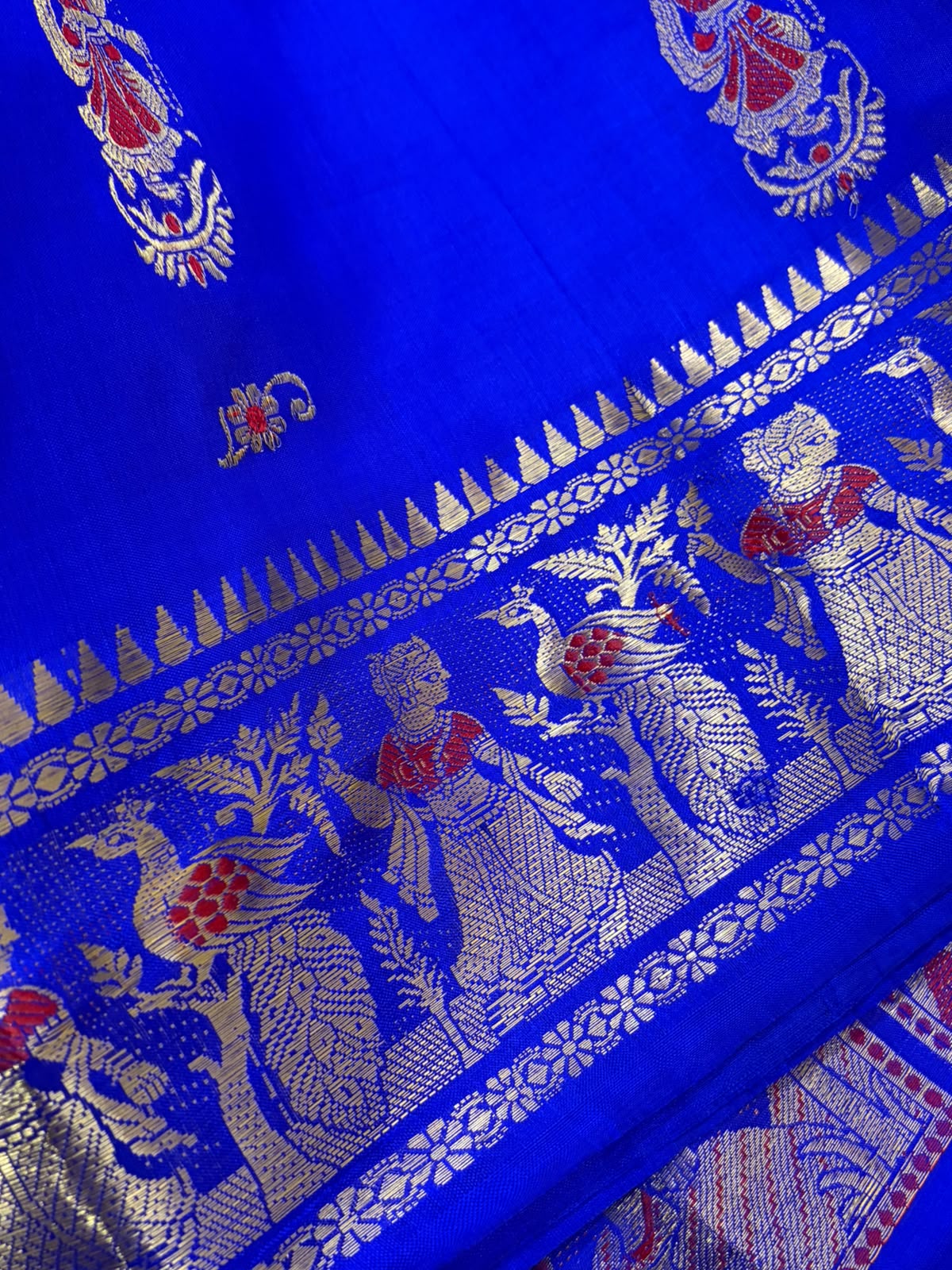 Exquisite Handwoven Pure Silk Baluchari Saree  Electric Blue