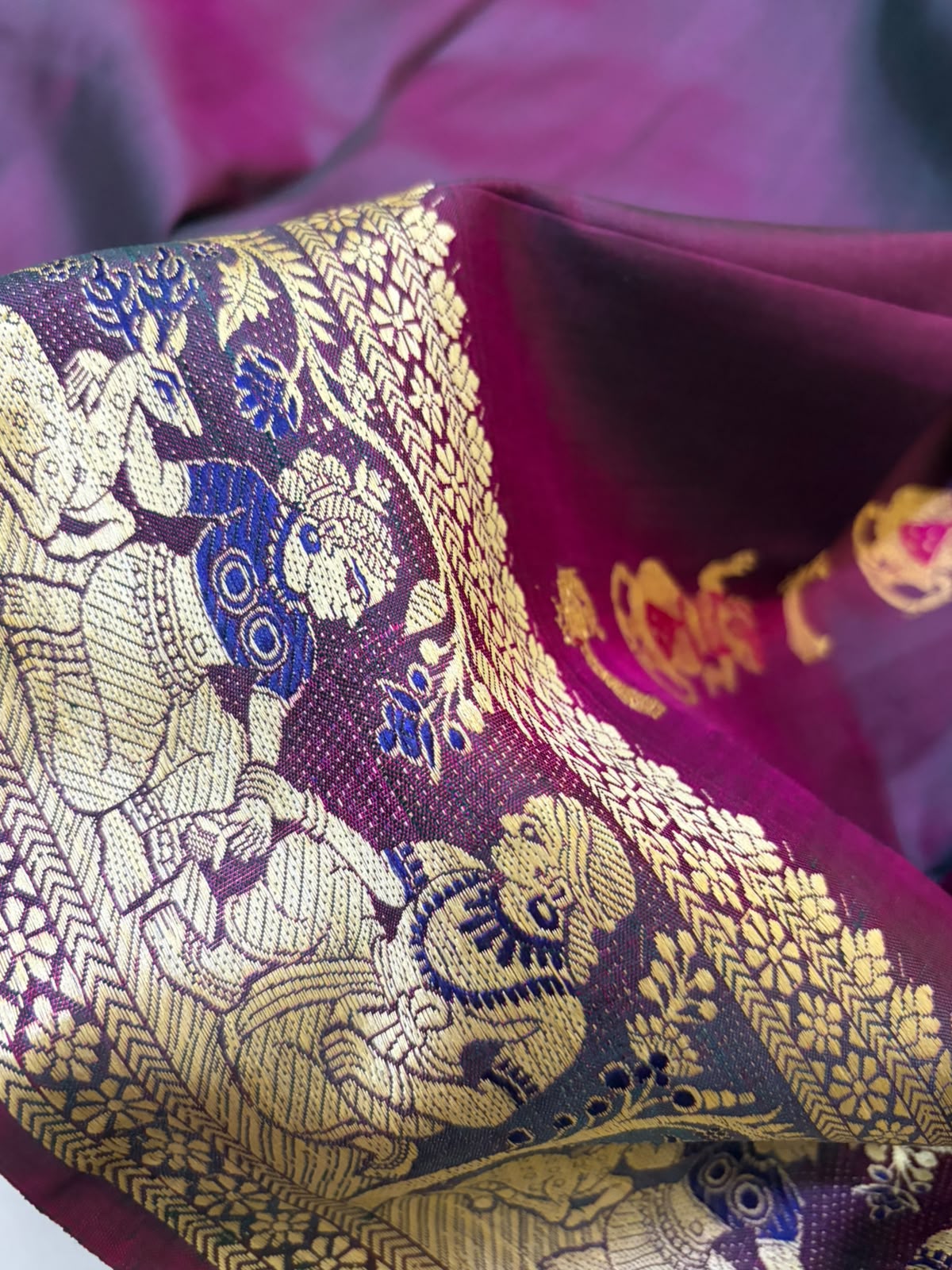 Exquisite Handwoven Pure Silk Baluchari saree - Wine