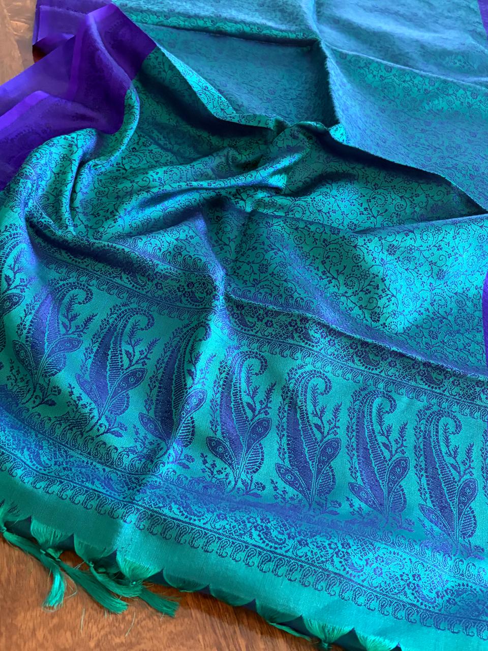 Soft Banarasi Pure Silk Festive Stole with Woven Motifs
