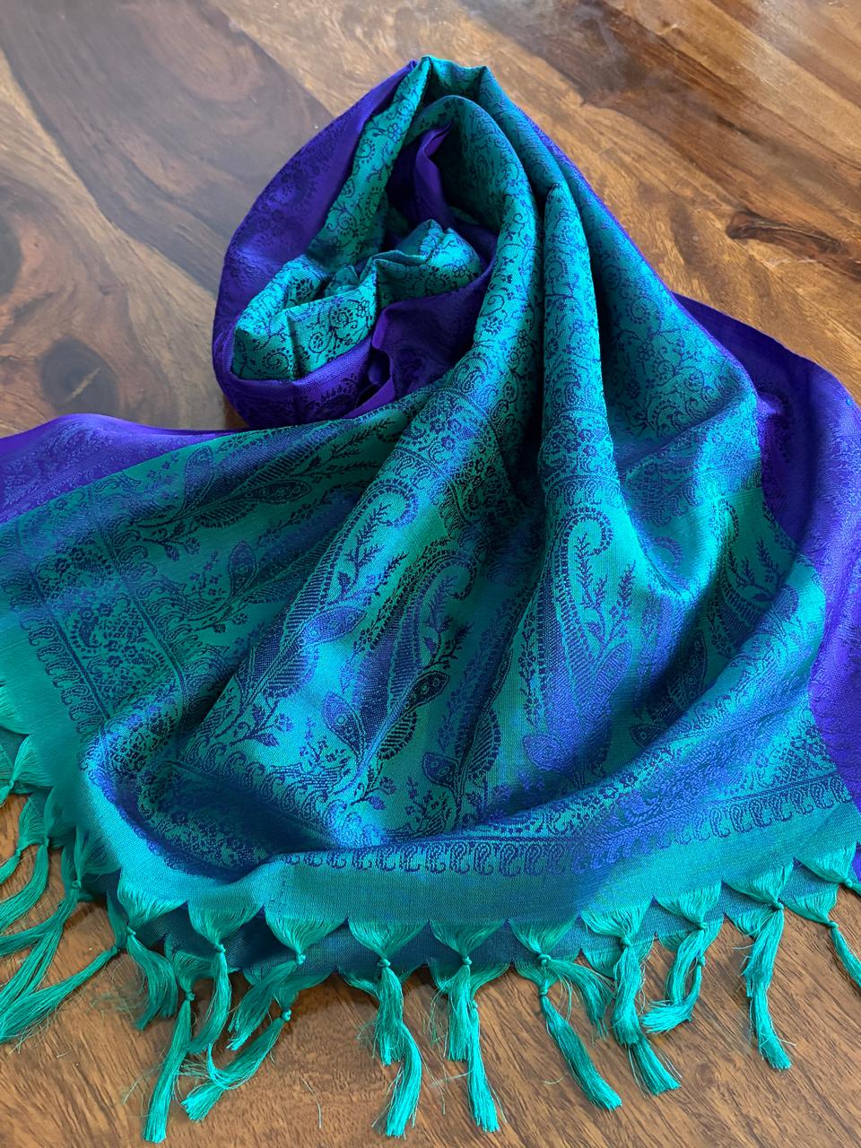 Soft Banarasi Pure Silk Festive Stole with Woven Motifs