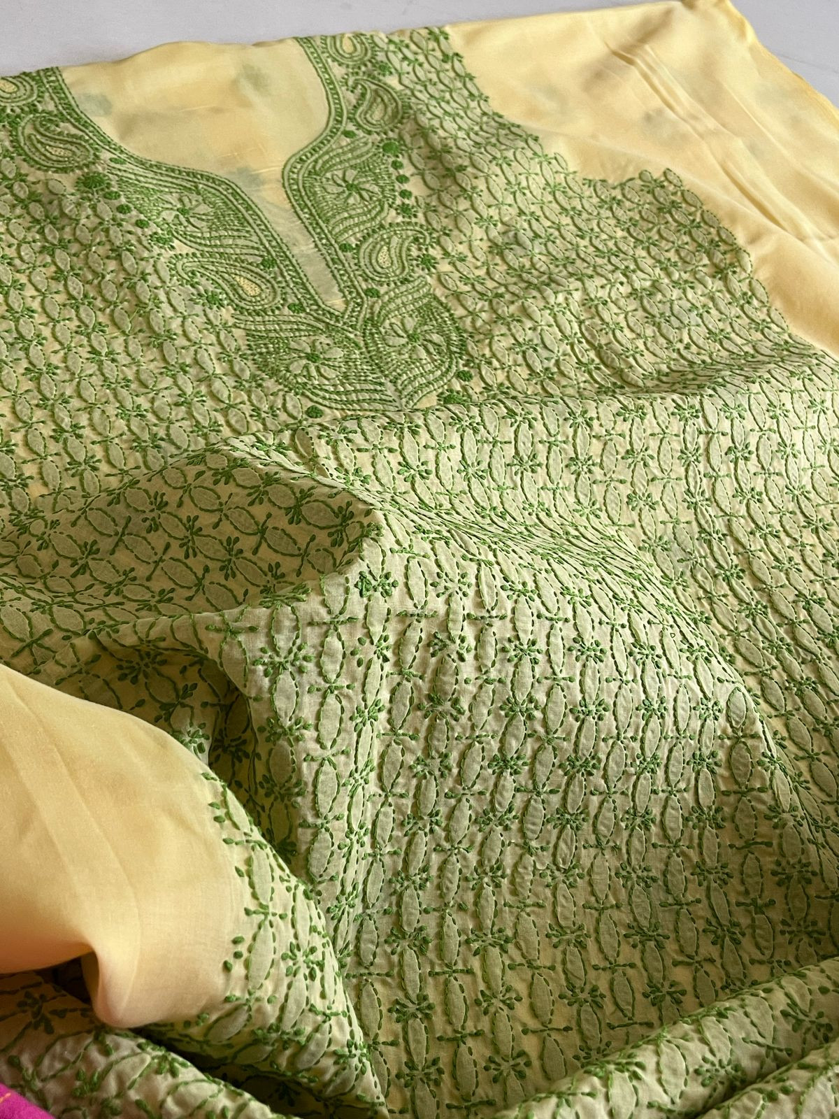 Beautiful cotton Kurta with hand chikankari embroidery