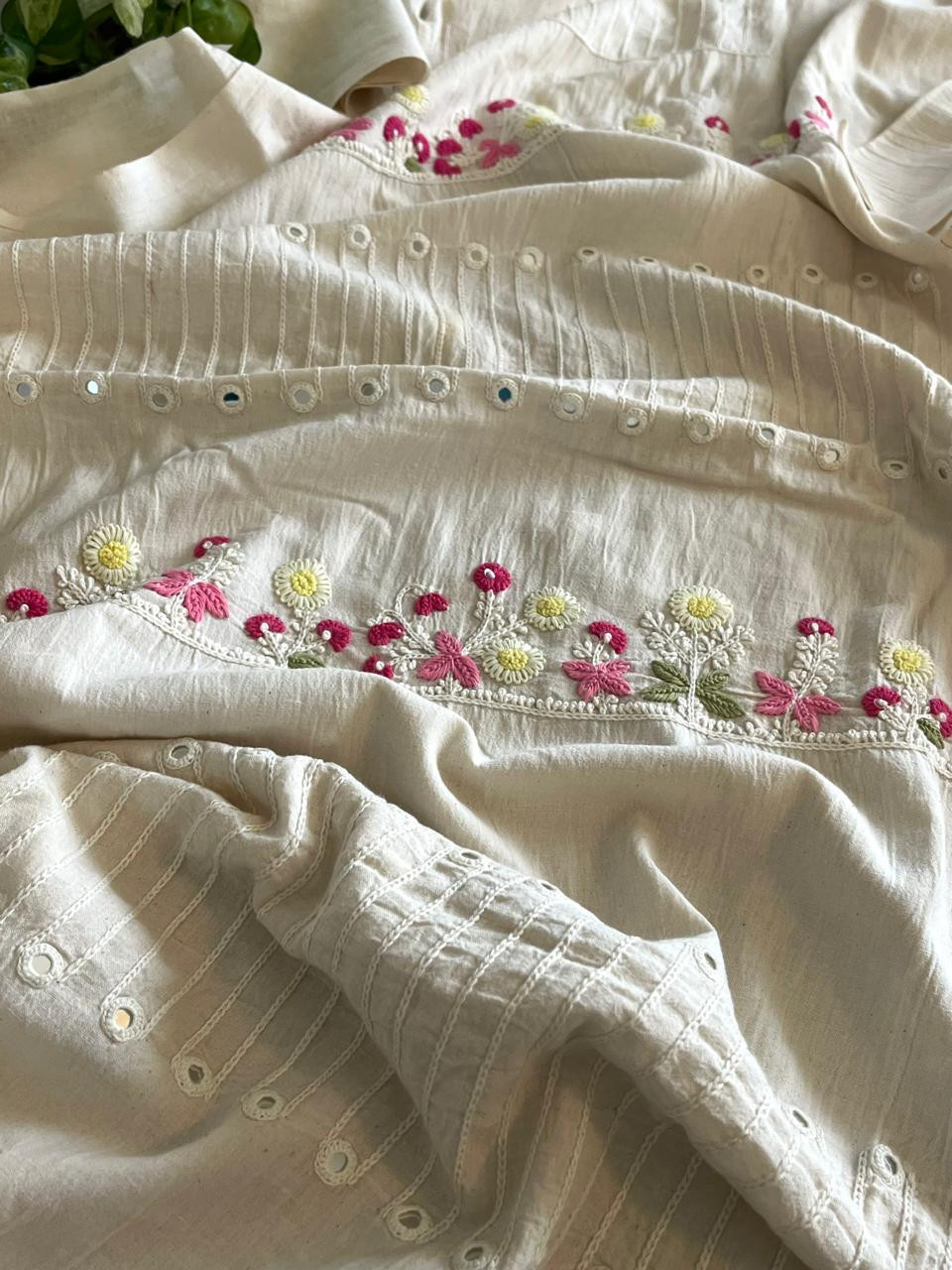 Beautiful Handloom cotton Kurtas with Hand Mirror work and Embroidery