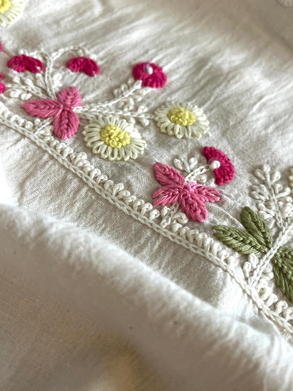 Beautiful Handloom cotton Kurtas with Hand Mirror work and Embroidery