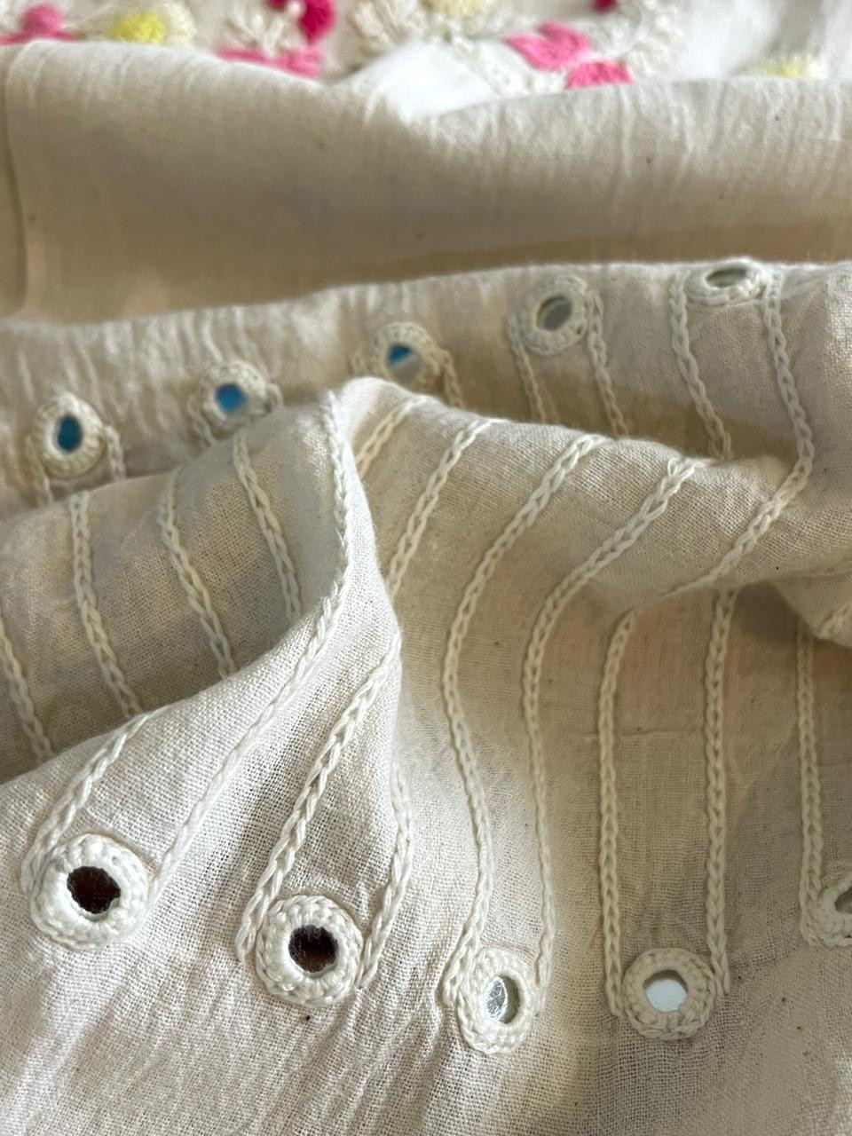 Beautiful Handloom cotton Kurtas with Hand Mirror work and Embroidery