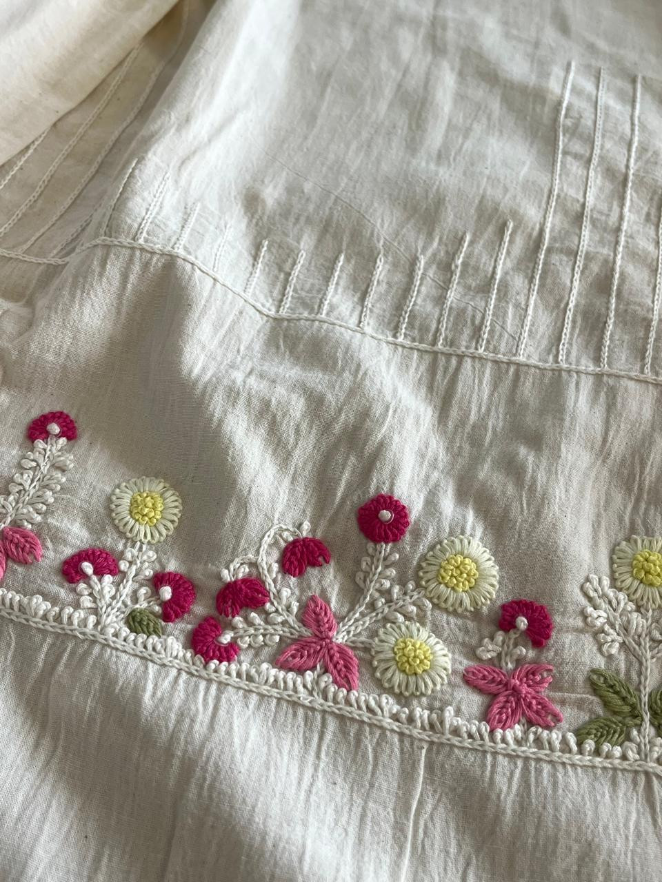 Beautiful Handloom cotton Kurtas with Hand Mirror work and Embroidery