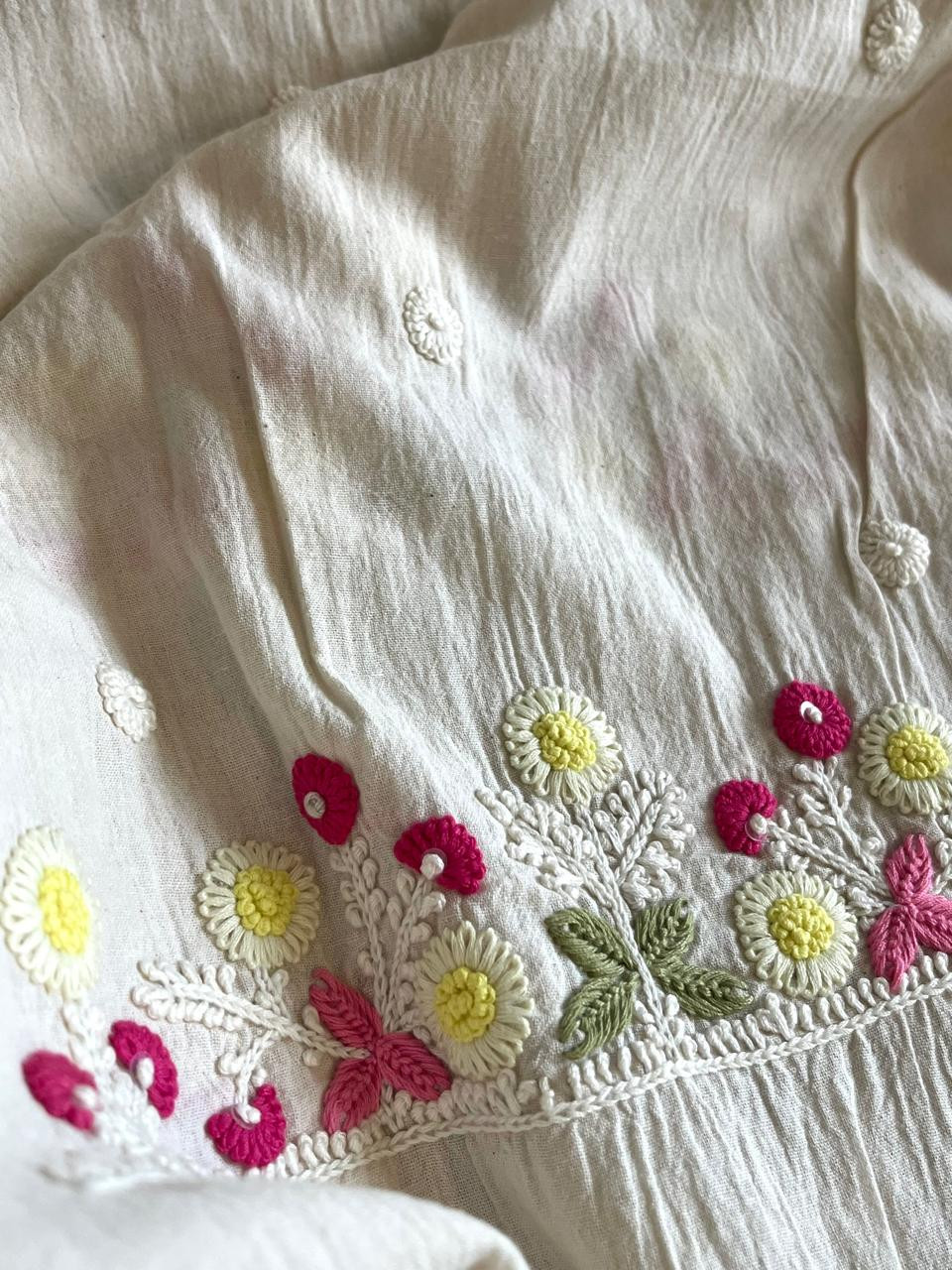 Beautiful Handloom cotton Kurtas with Hand Mirror work and Embroidery