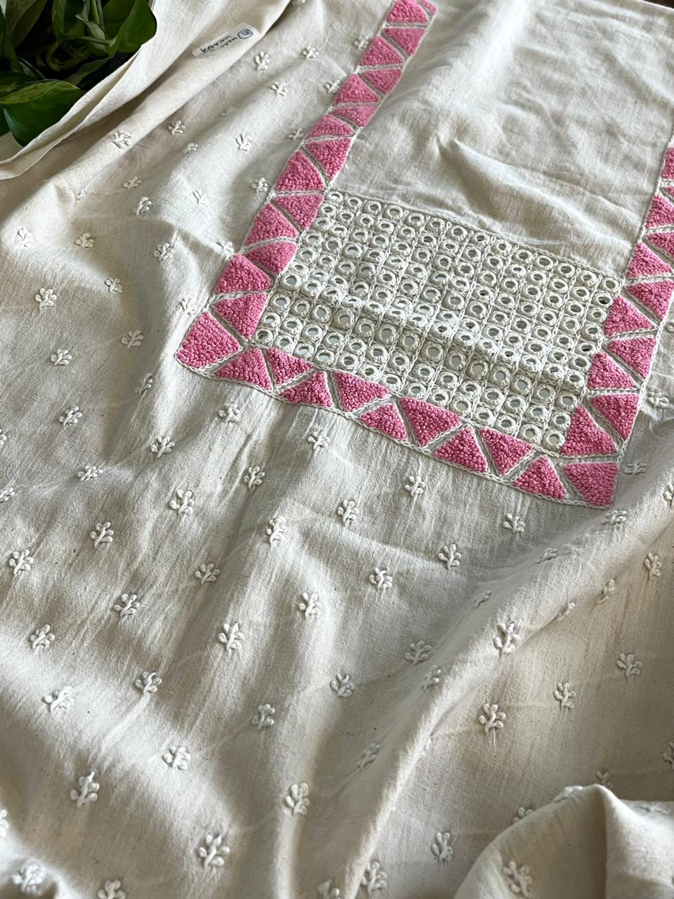 Beautiful Handloom cotton Kurtas with Hand Mirror work and Embroidery