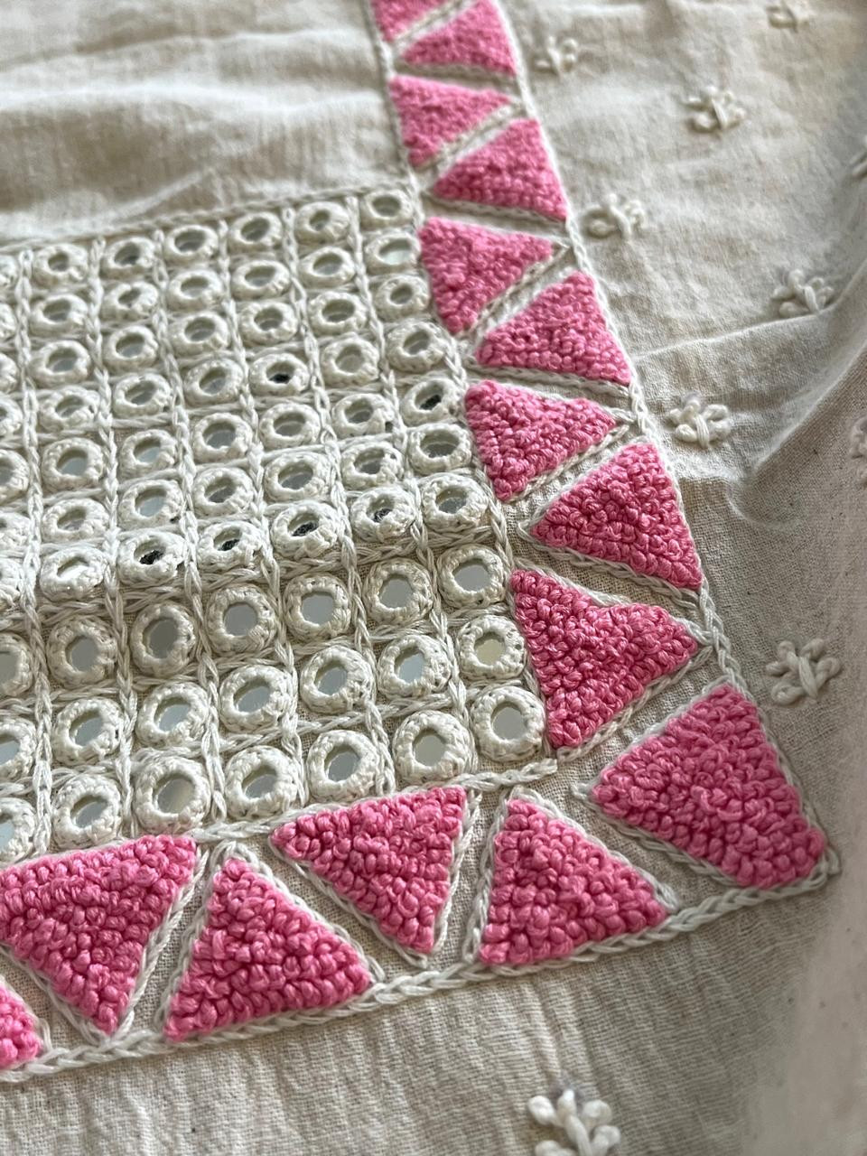 Beautiful Handloom cotton Kurtas with Hand Mirror work and Embroidery