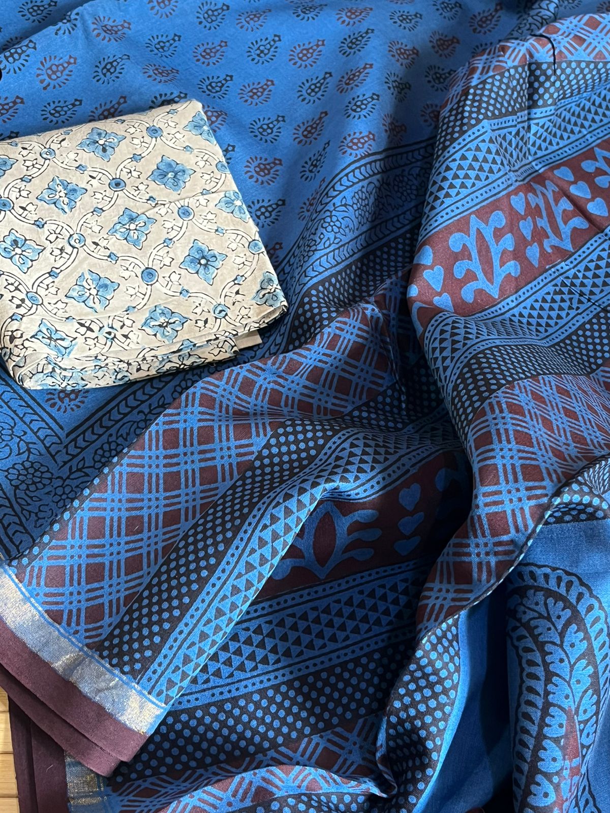 Chanderi Silk Cotton Saree with Traditional Bagh Hand Block Print - Blue